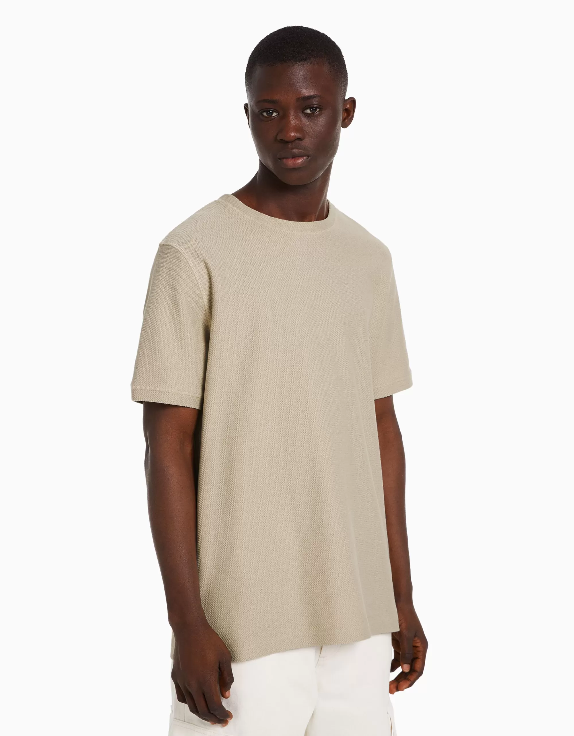 HOMBRE BERSHKA Camiseta manga corta textura
