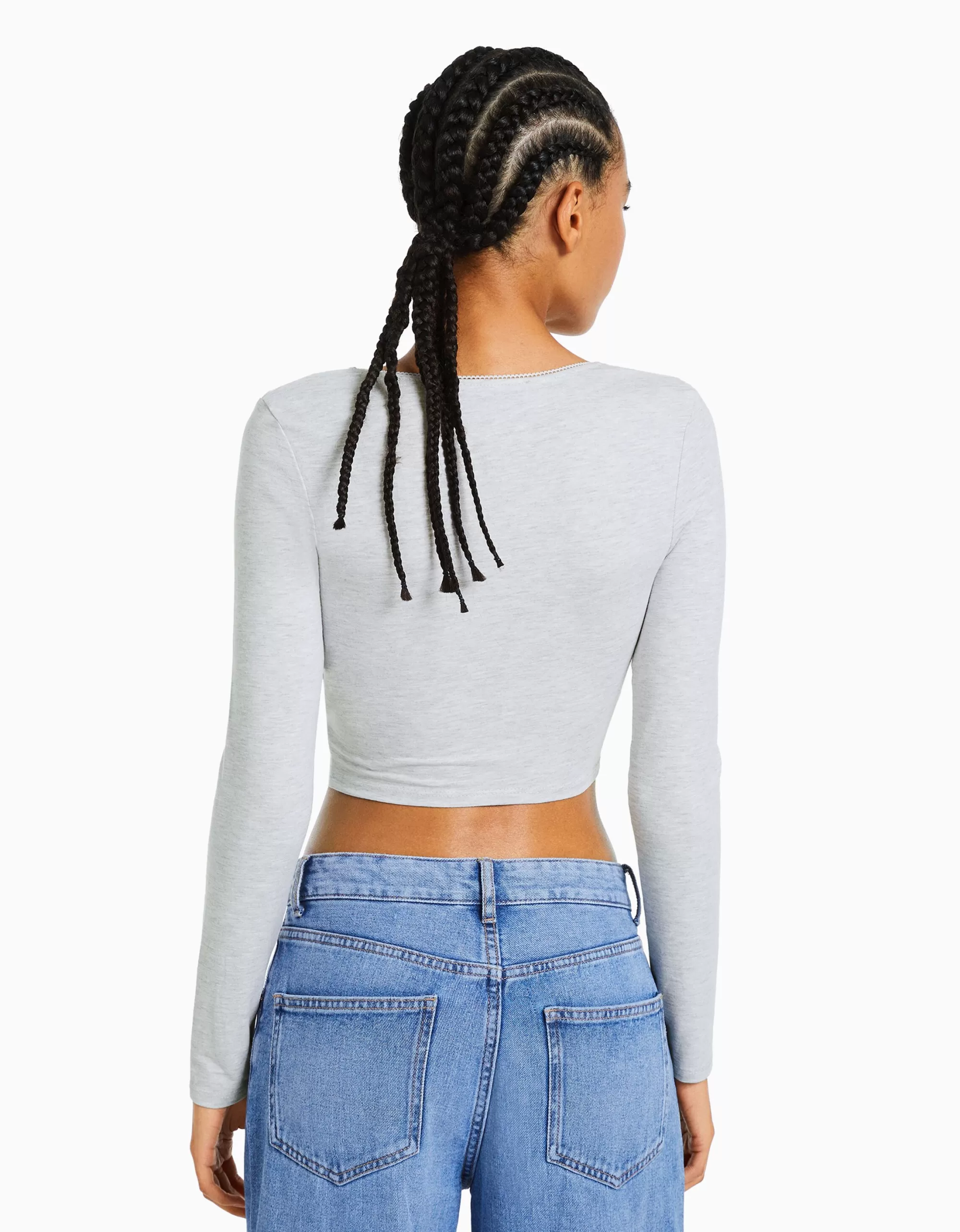 MUJER BERSHKA Camiseta manga larga cruzada