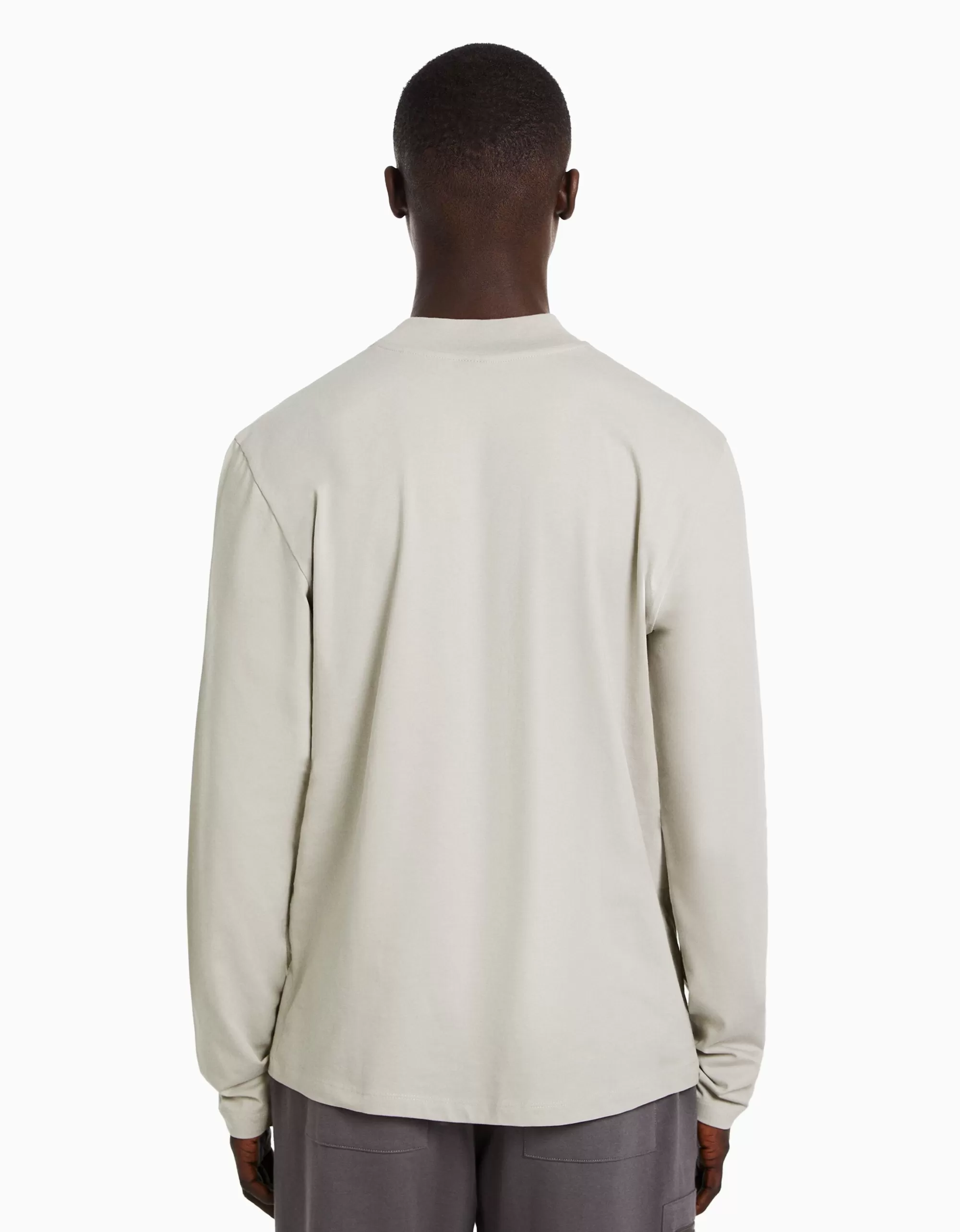 HOMBRE BERSHKA Camiseta manga larga cuello perkins