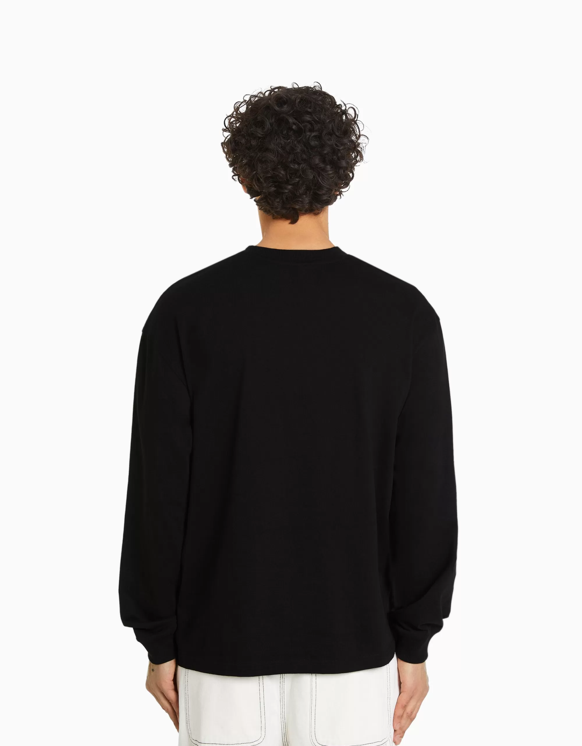 HOMBRE BERSHKA Camiseta manga larga oversize print