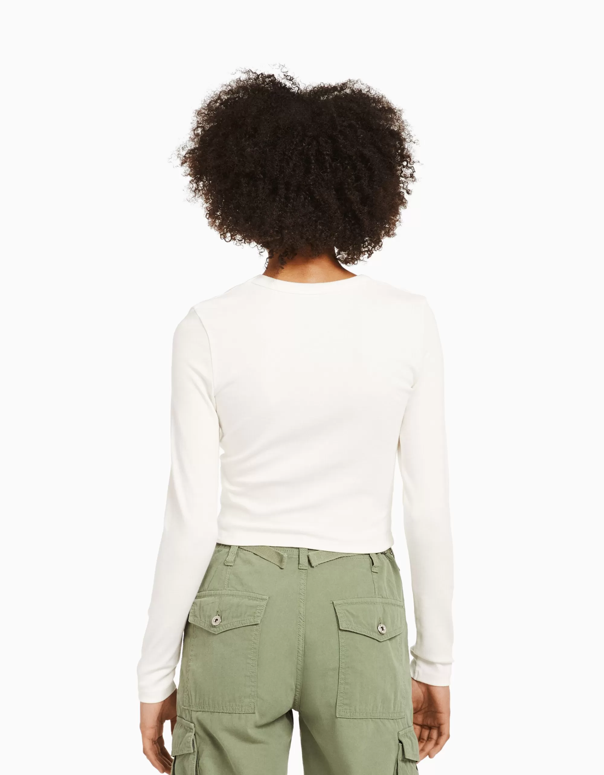 MUJER BERSHKA Camiseta manga larga print