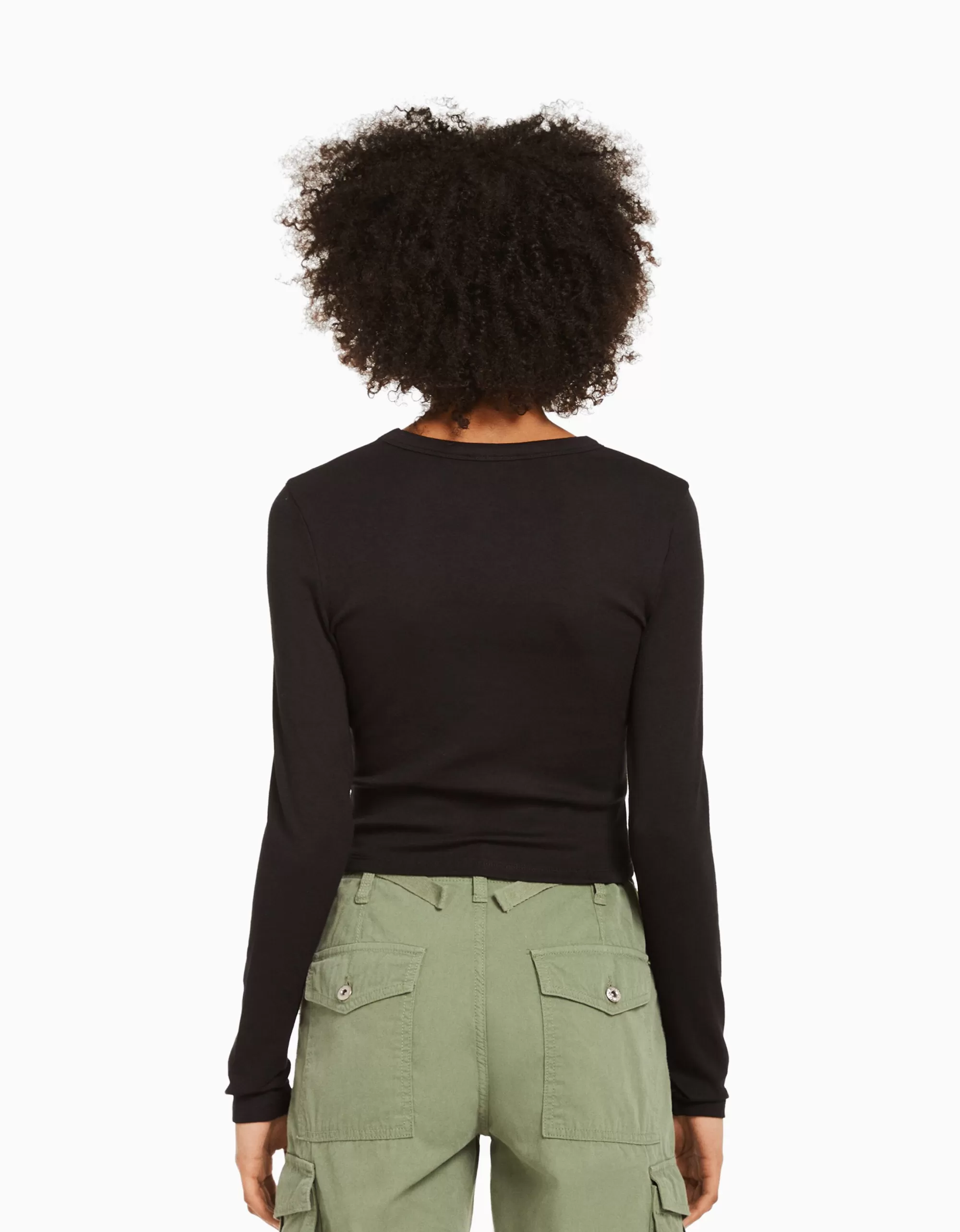 MUJER BERSHKA Camiseta manga larga print