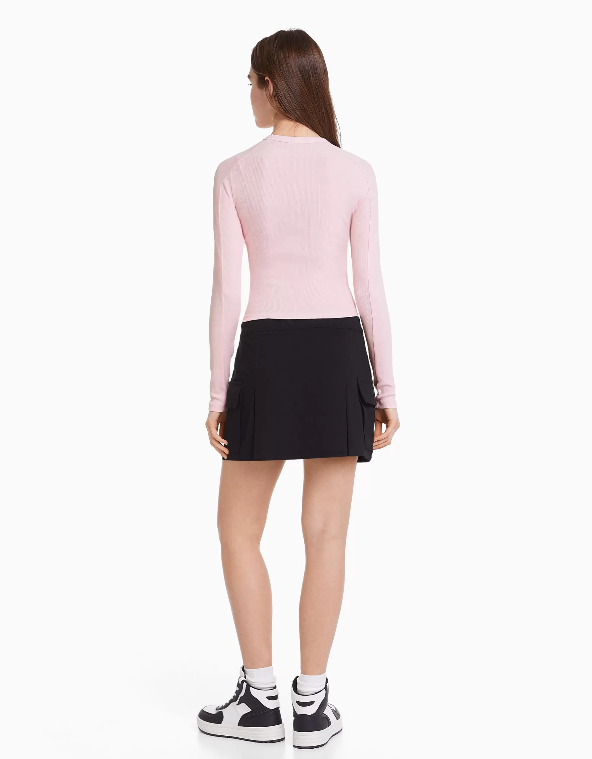 MUJER BERSHKA Camiseta manga larga print anime