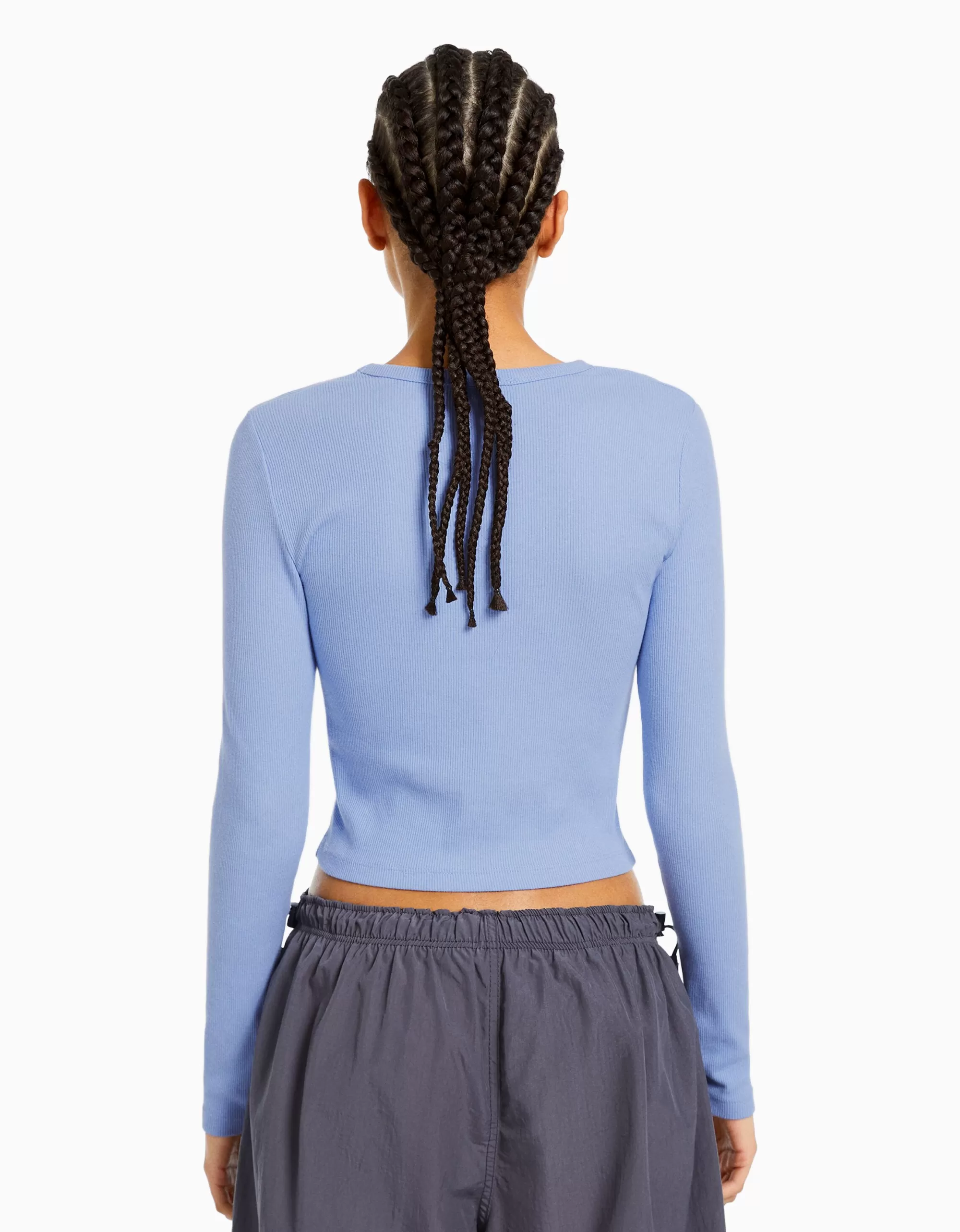 MUJER BERSHKA Camiseta manga larga rib