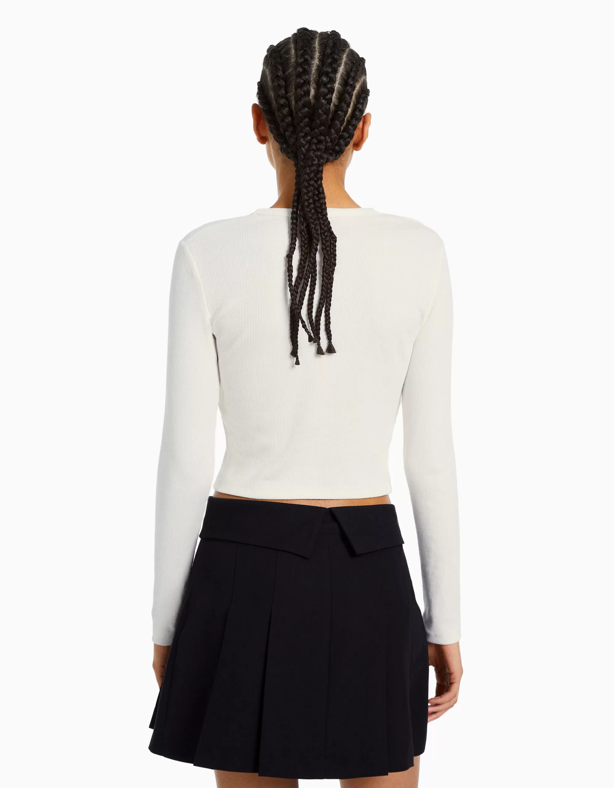 MUJER BERSHKA Camiseta manga larga rib
