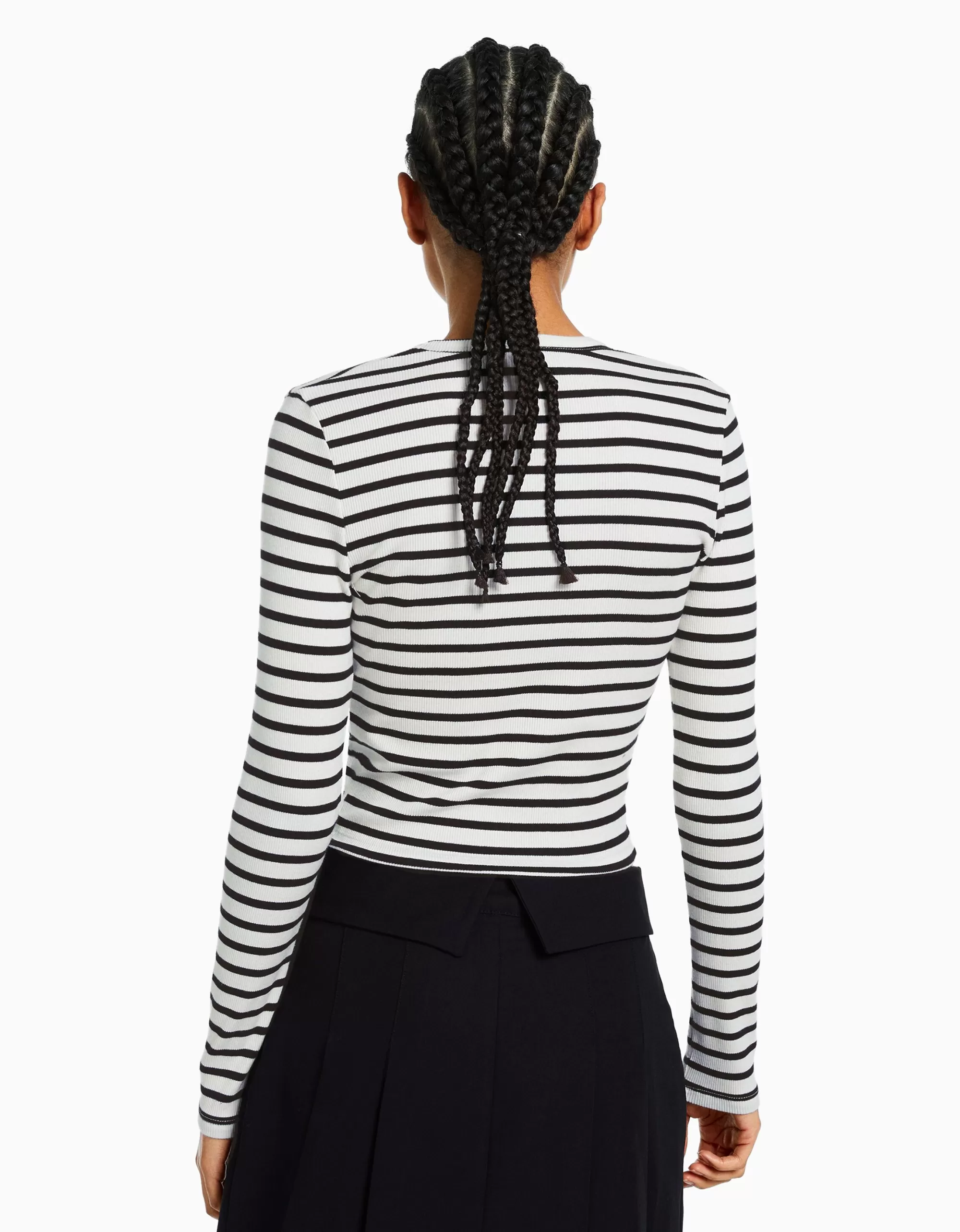 MUJER BERSHKA Camiseta manga larga rib