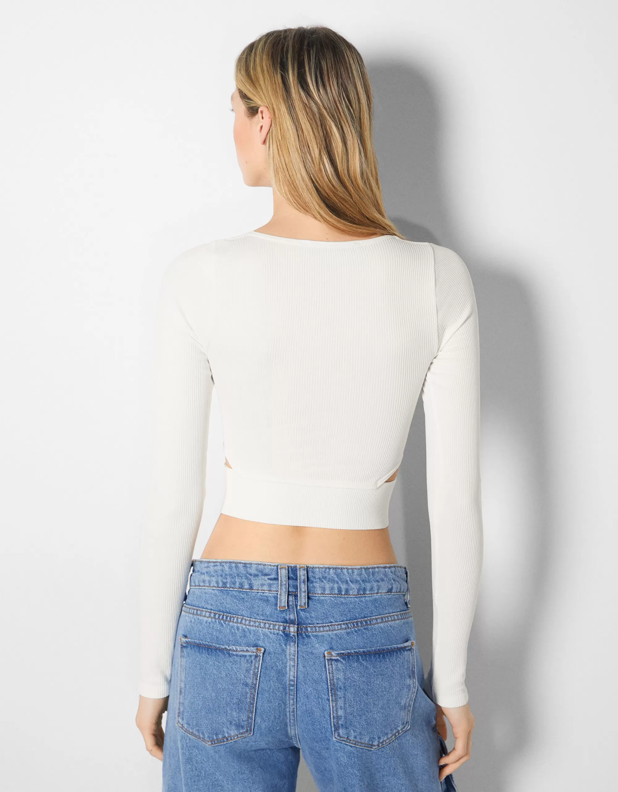 MUJER BERSHKA Camiseta manga larga seamless cut out lateral