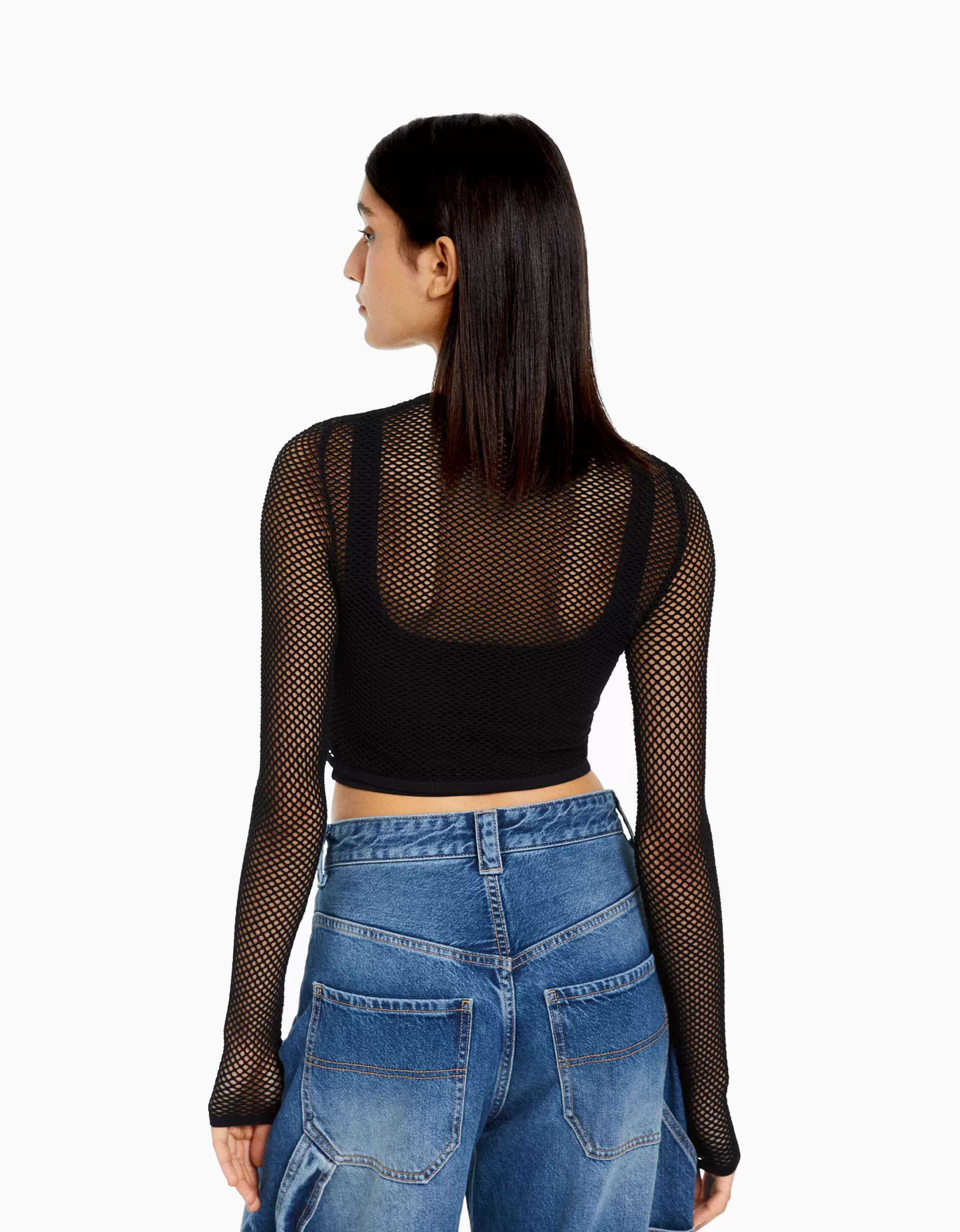 MUJER BERSHKA Camiseta manga larga seamless red
