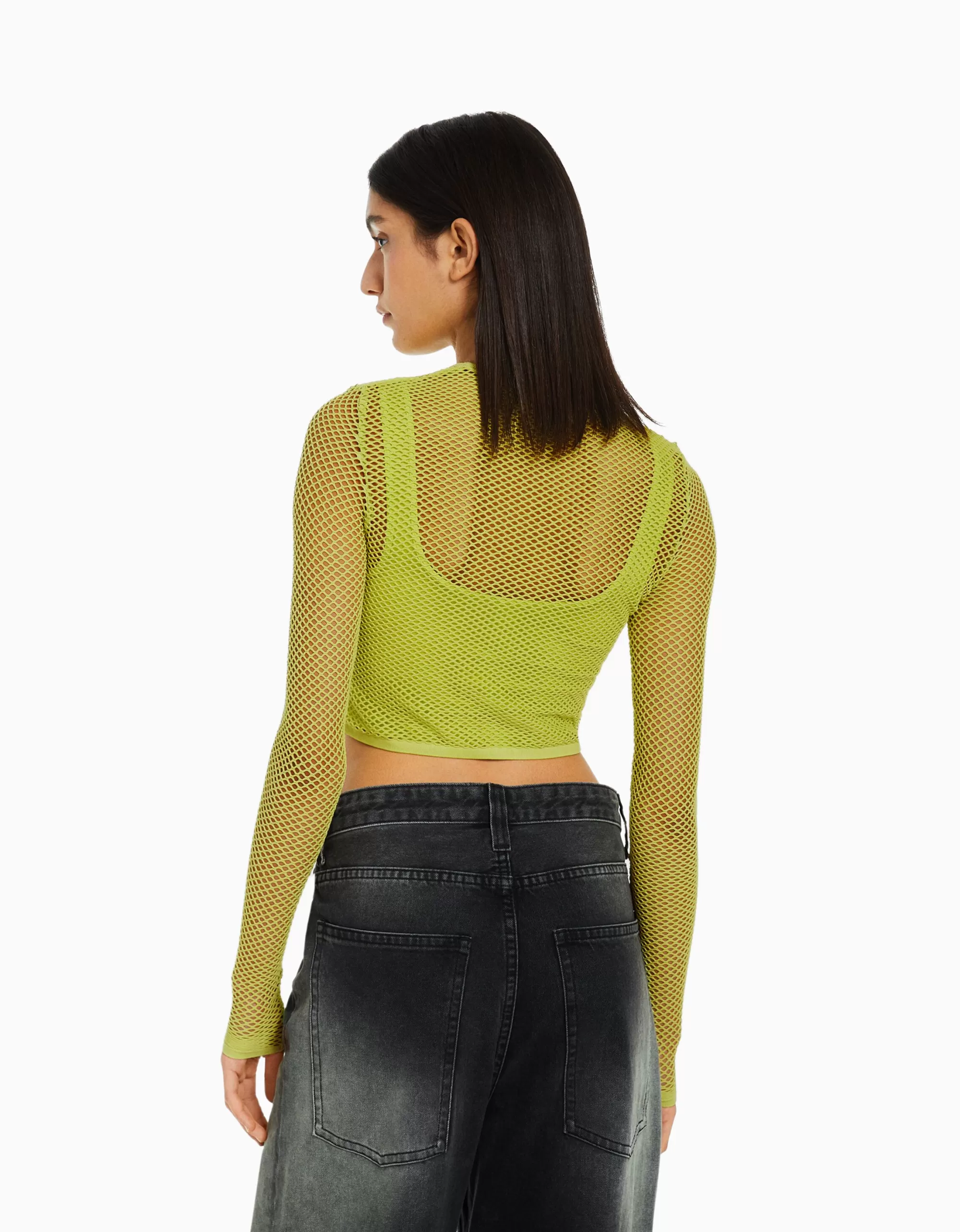 MUJER BERSHKA Camiseta manga larga seamless red