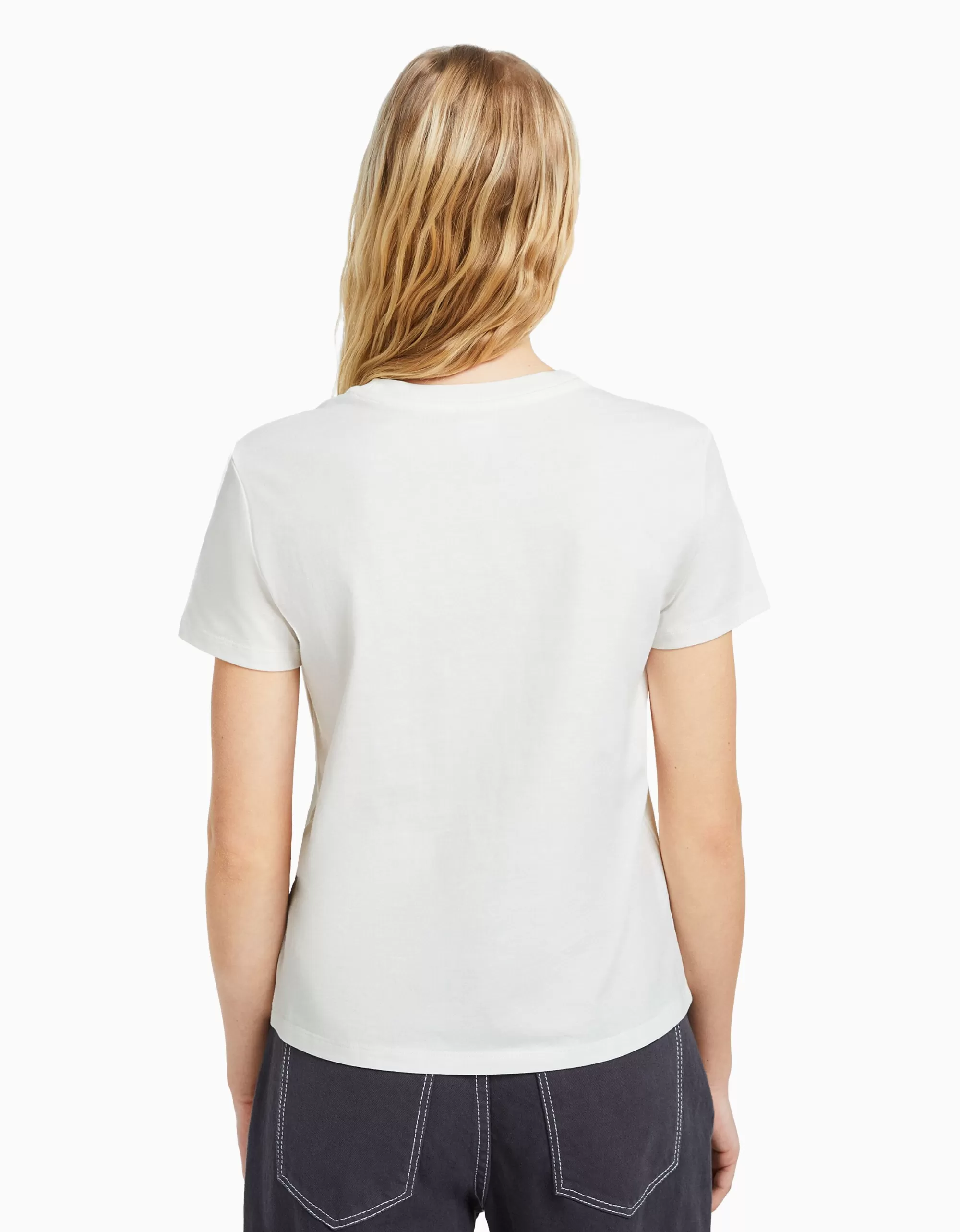 MUJER BERSHKA Camiseta regular print gráfico