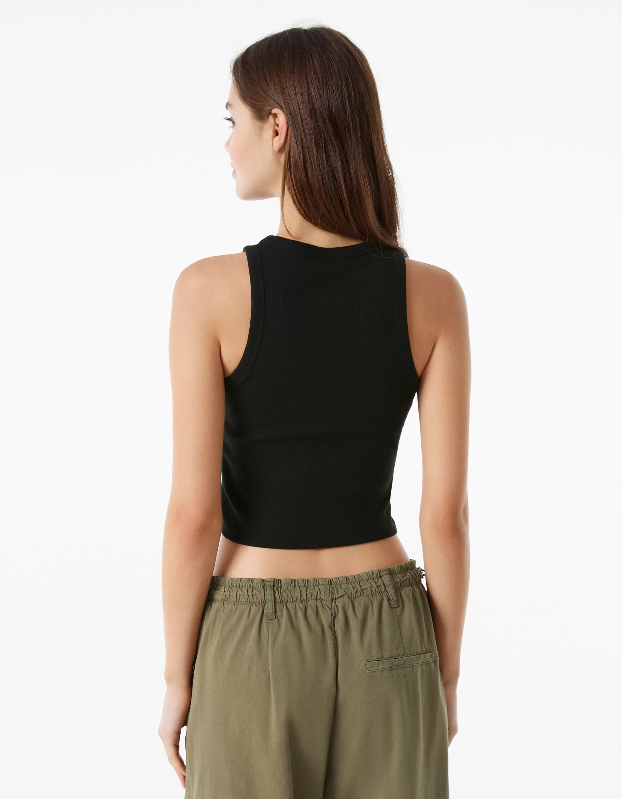 MUJER BERSHKA Camiseta sin mangas rib