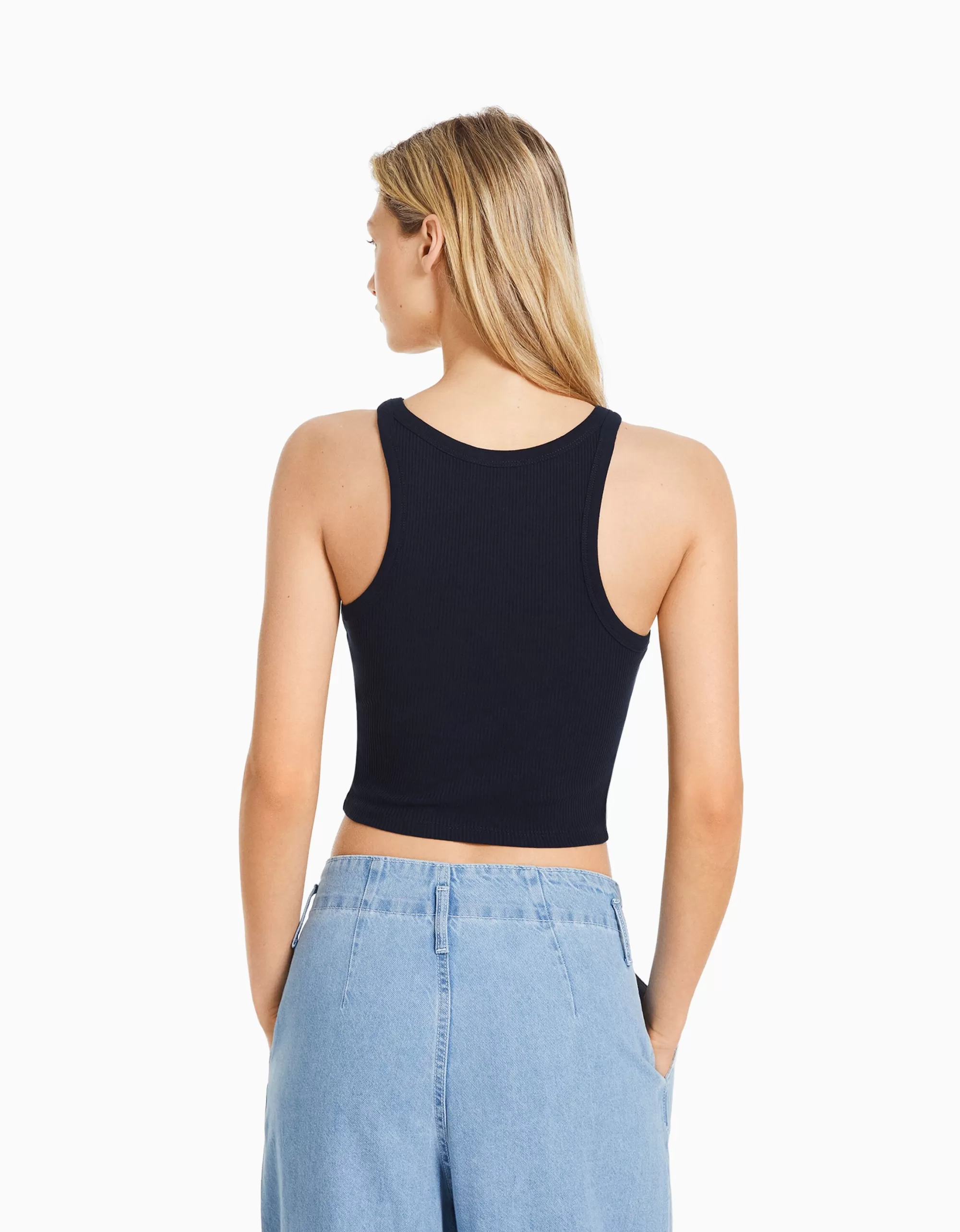 MUJER BERSHKA Camiseta sin mangas rib