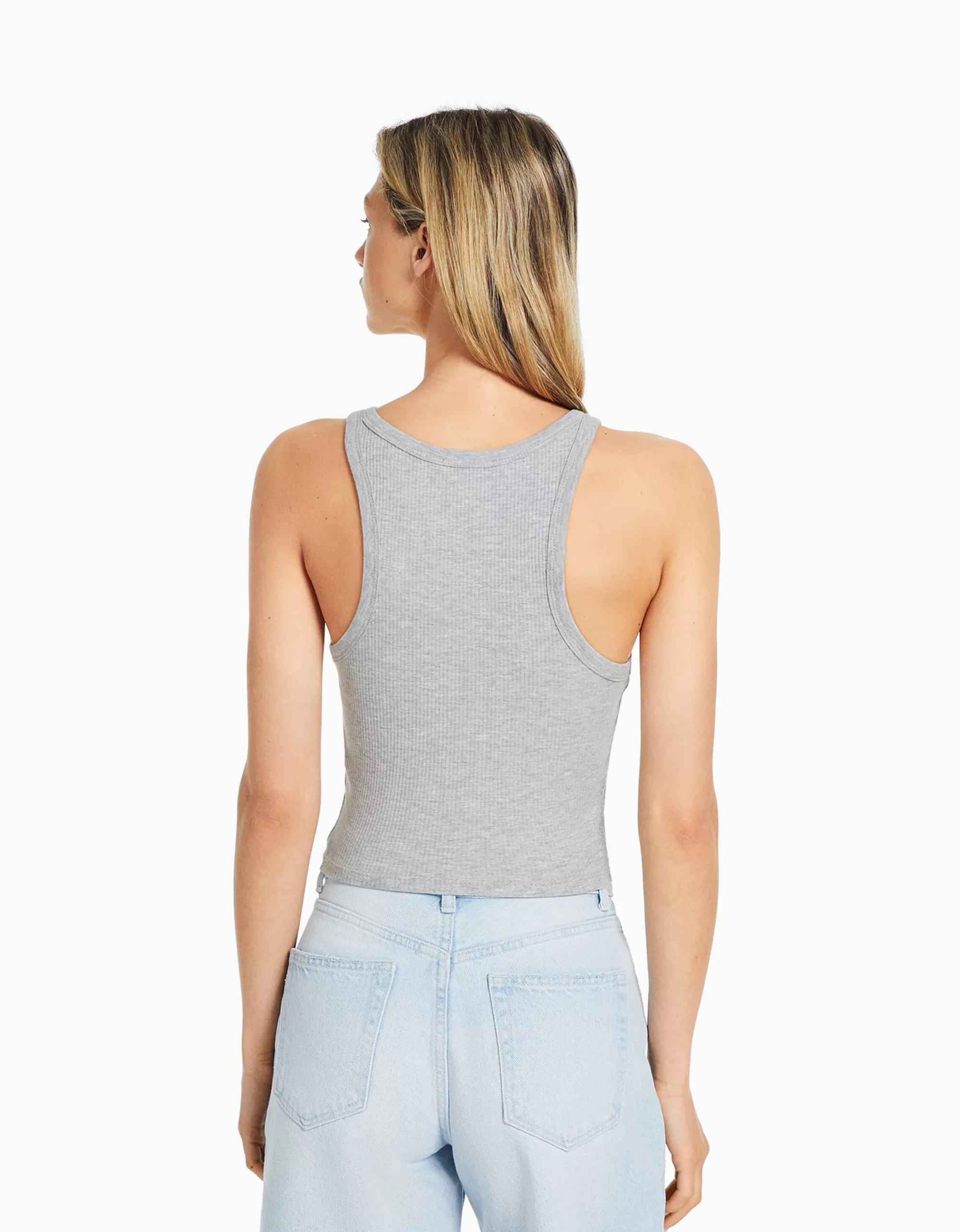 MUJER BERSHKA Camiseta sin mangas rib