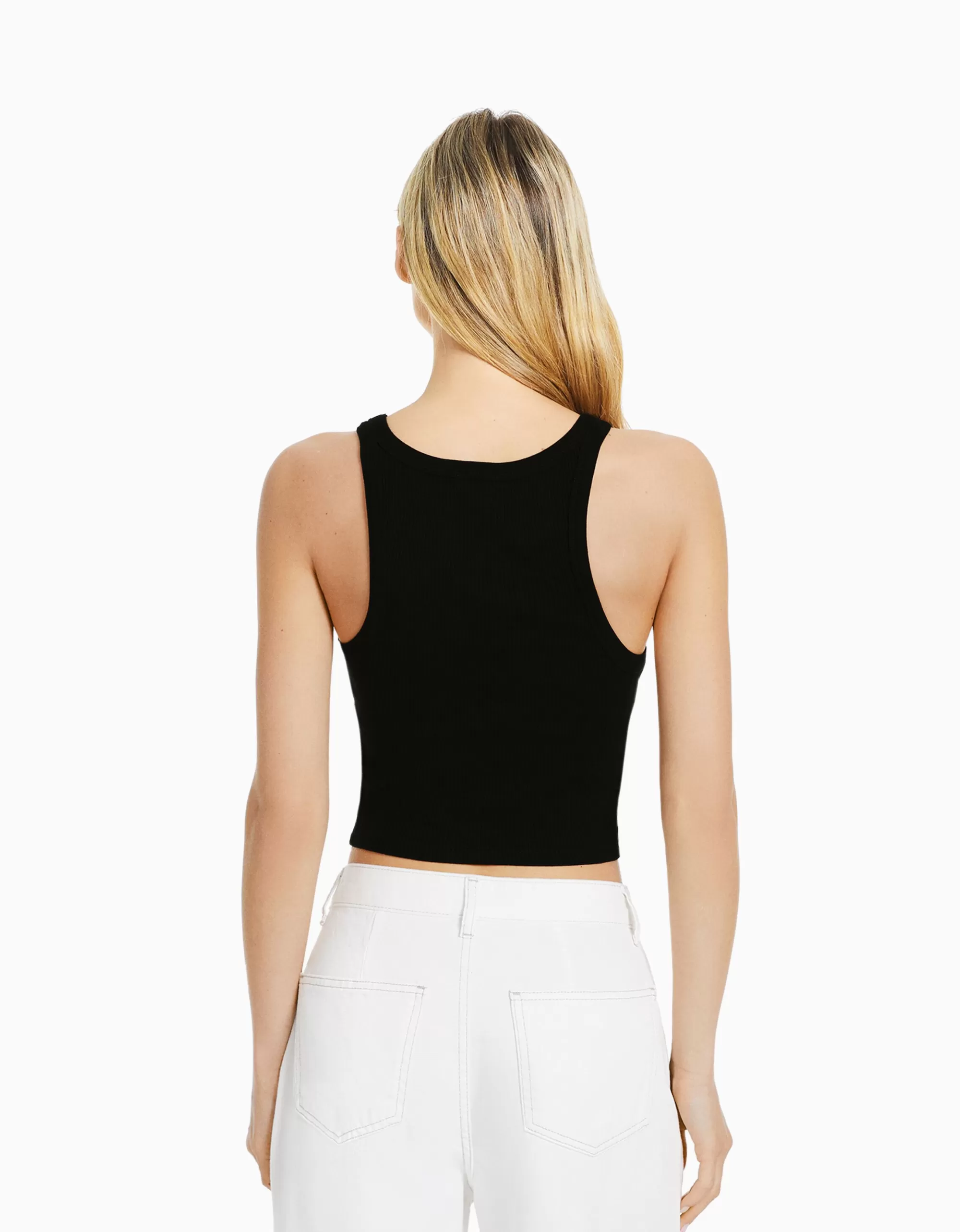 MUJER BERSHKA Camiseta sin mangas rib