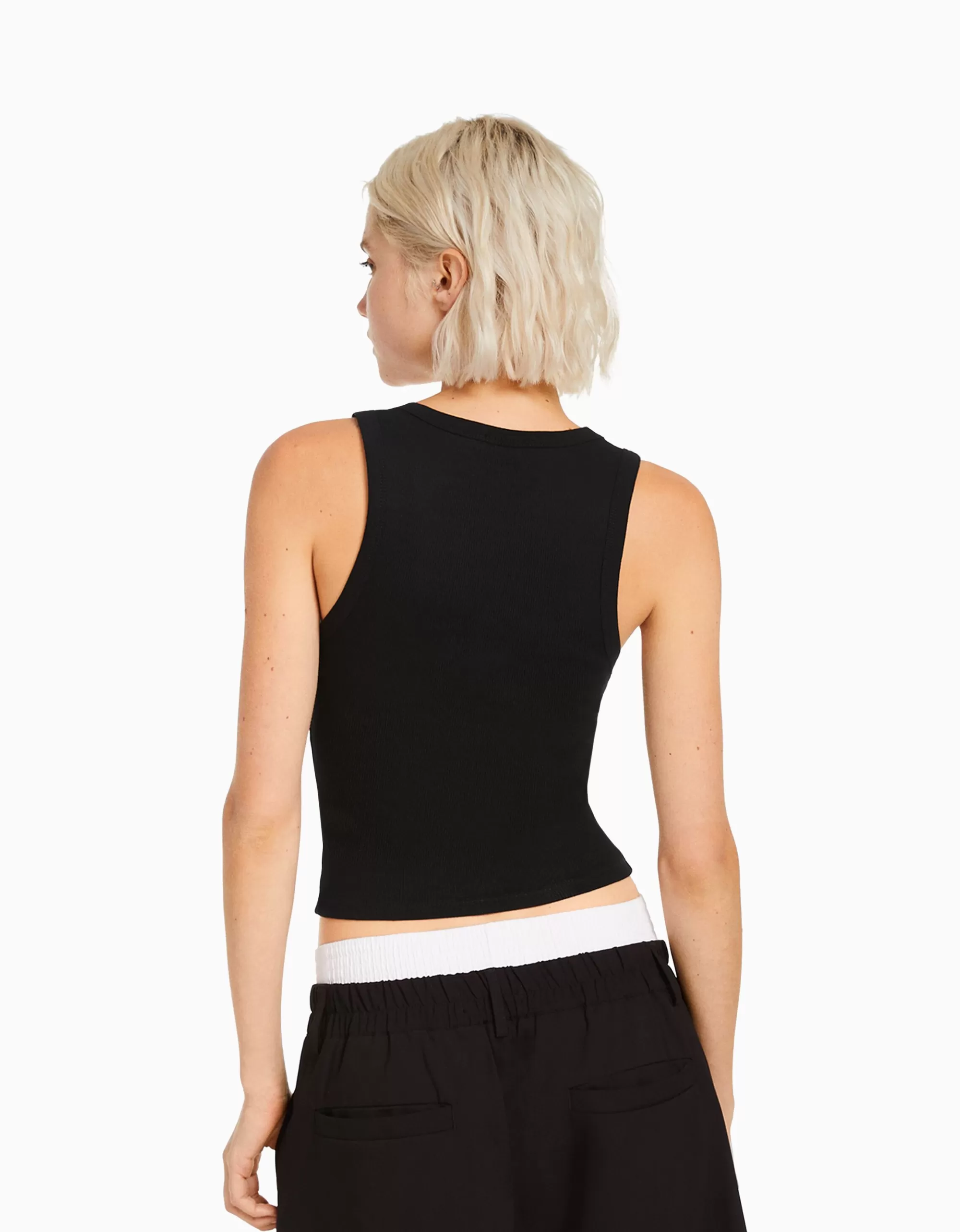 MUJER BERSHKA Camiseta sin mangas rib