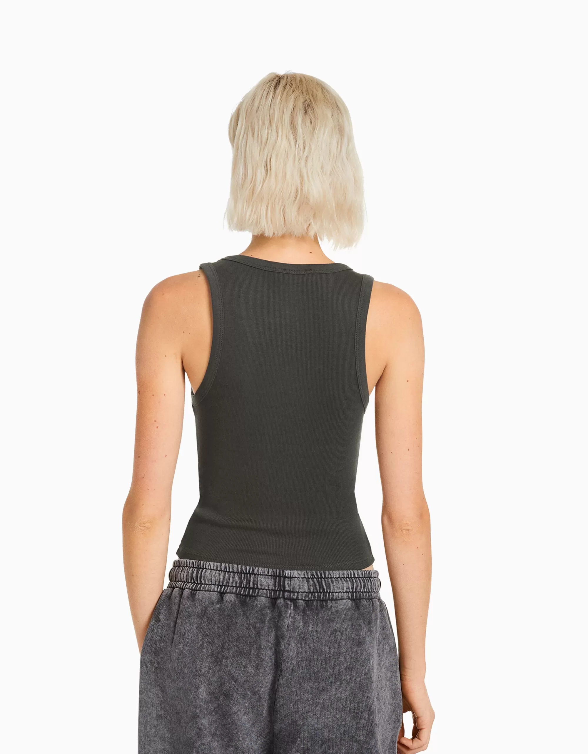 MUJER BERSHKA Camiseta sin mangas rib