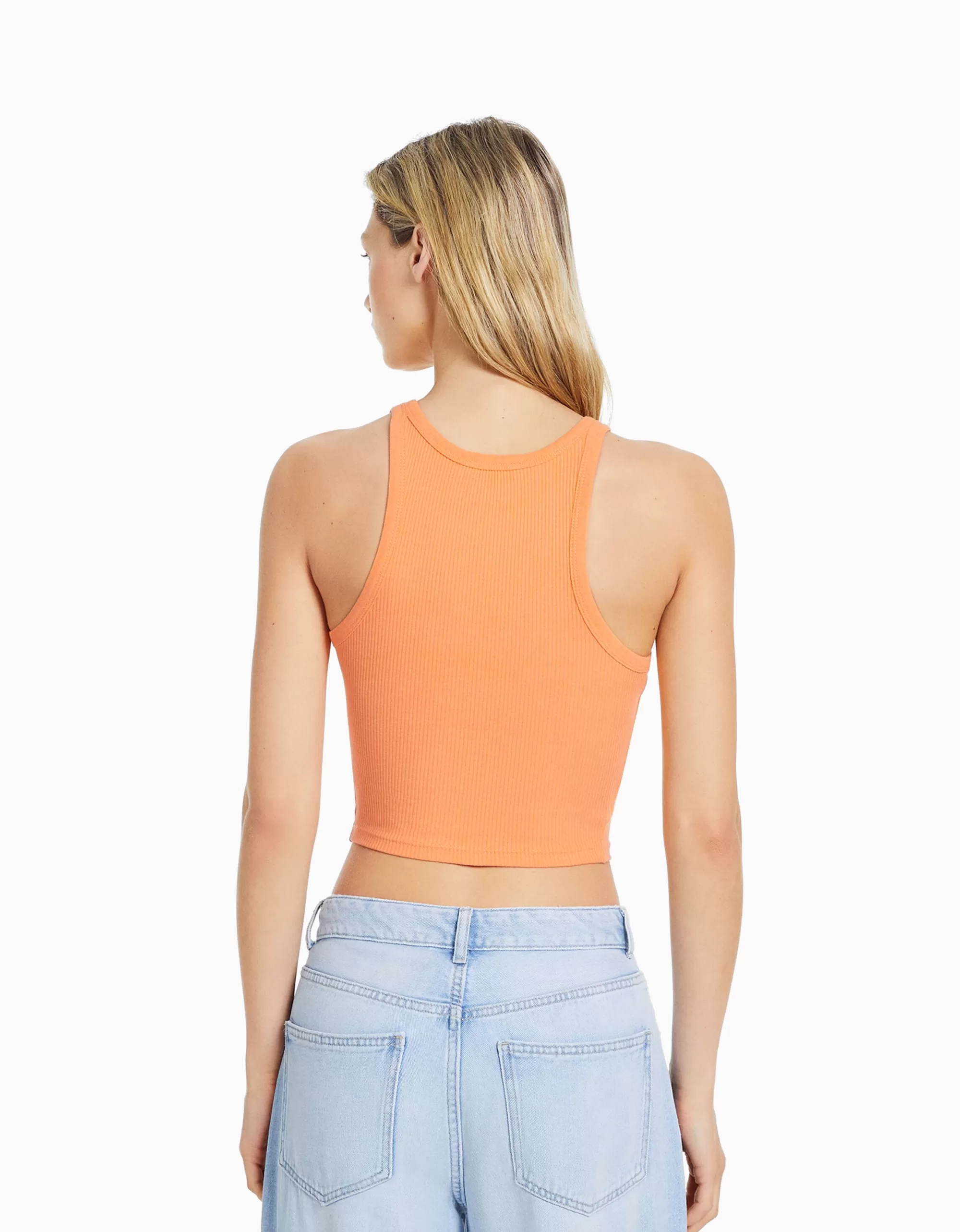 MUJER BERSHKA Camiseta sin mangas rib