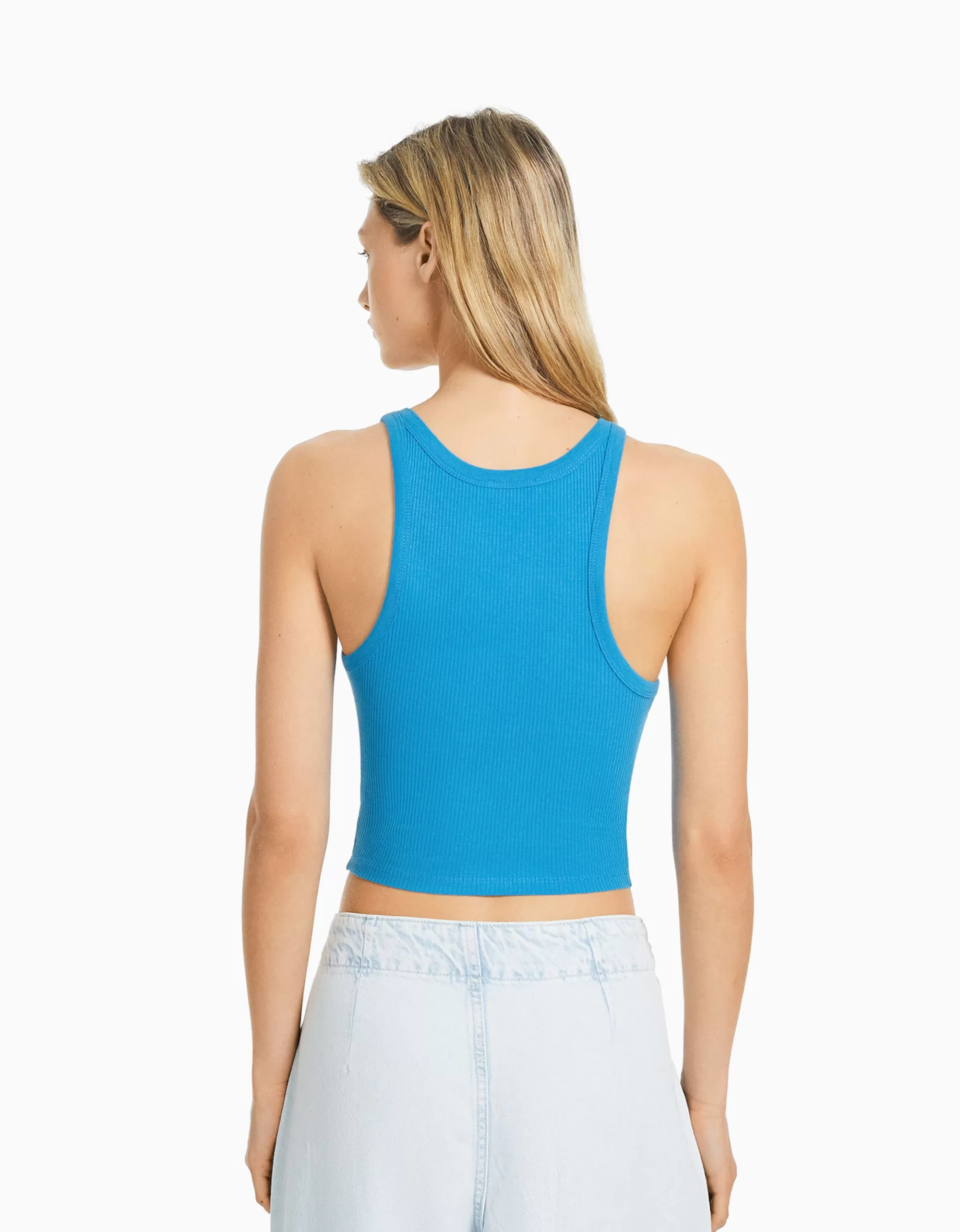 MUJER BERSHKA Camiseta sin mangas rib