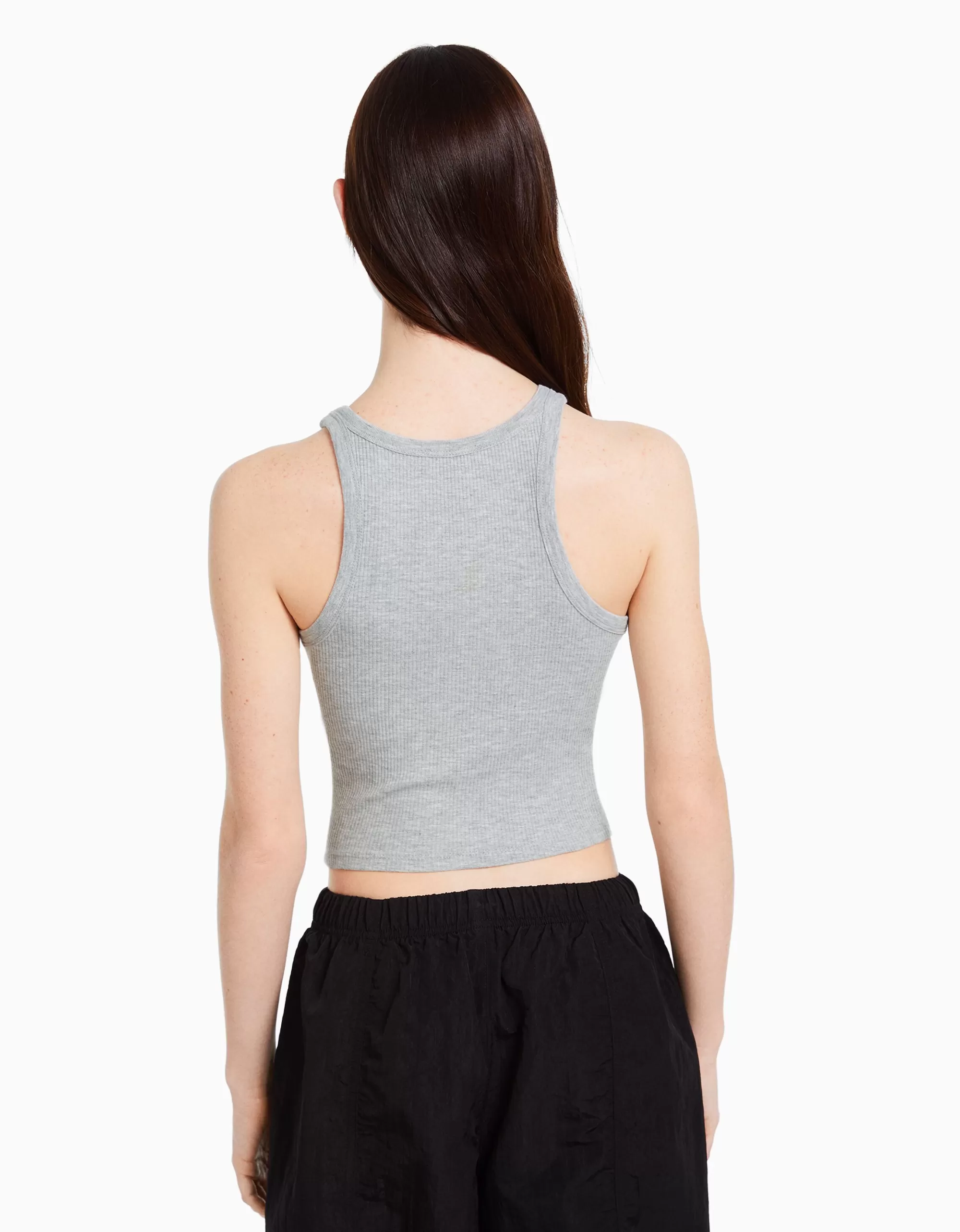 MUJER BERSHKA Camiseta sin mangas rib