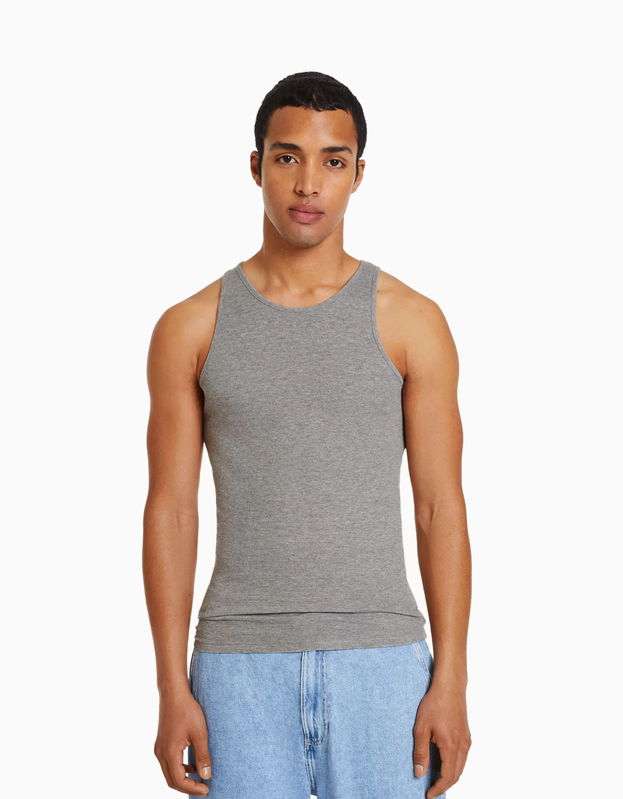 HOMBRE BERSHKA Camiseta tirantes rib