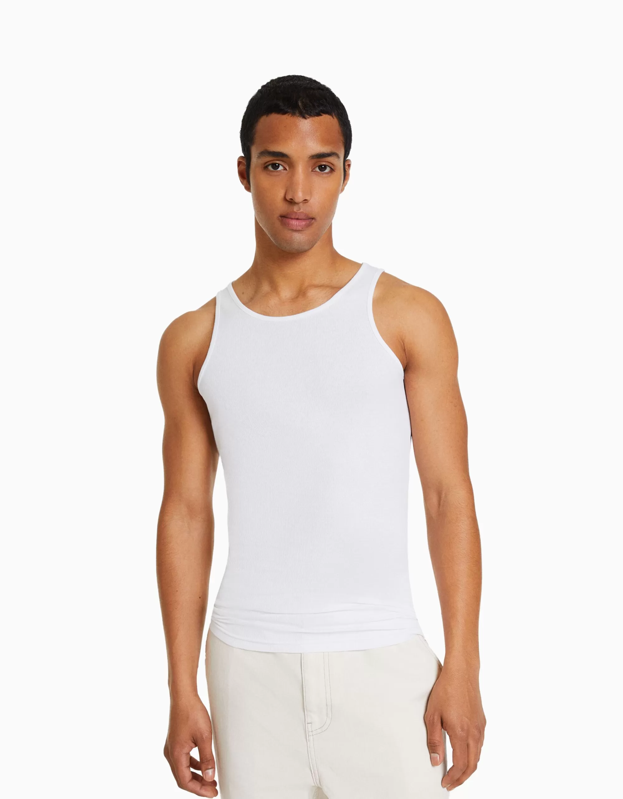HOMBRE BERSHKA Camiseta tirantes rib
