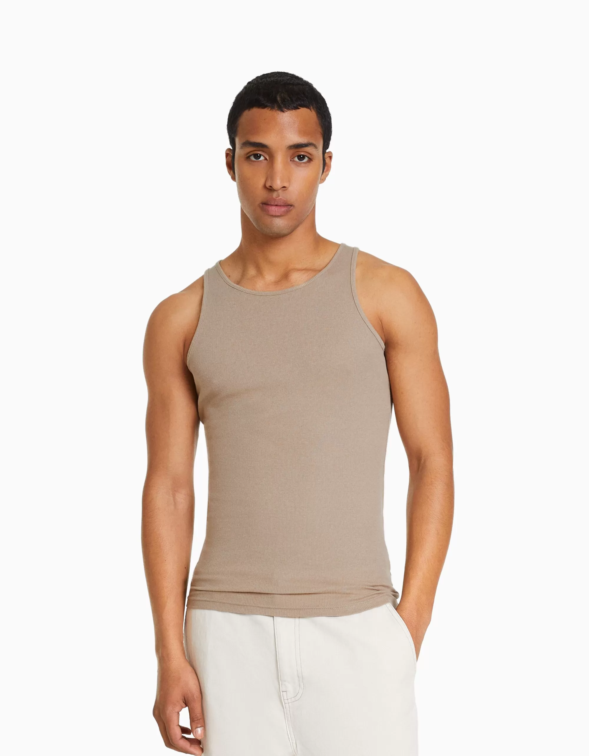 HOMBRE BERSHKA Camiseta tirantes rib