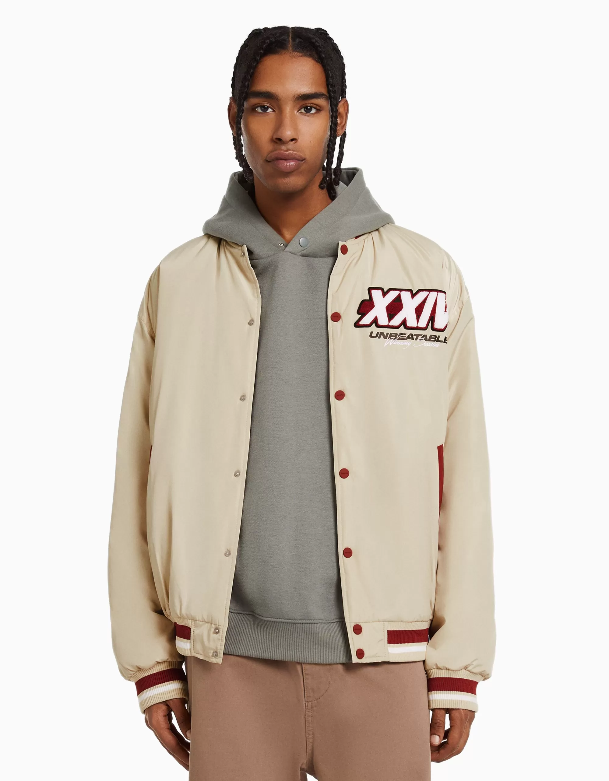 HOMBRE BERSHKA Cazadora bomber acolchada print