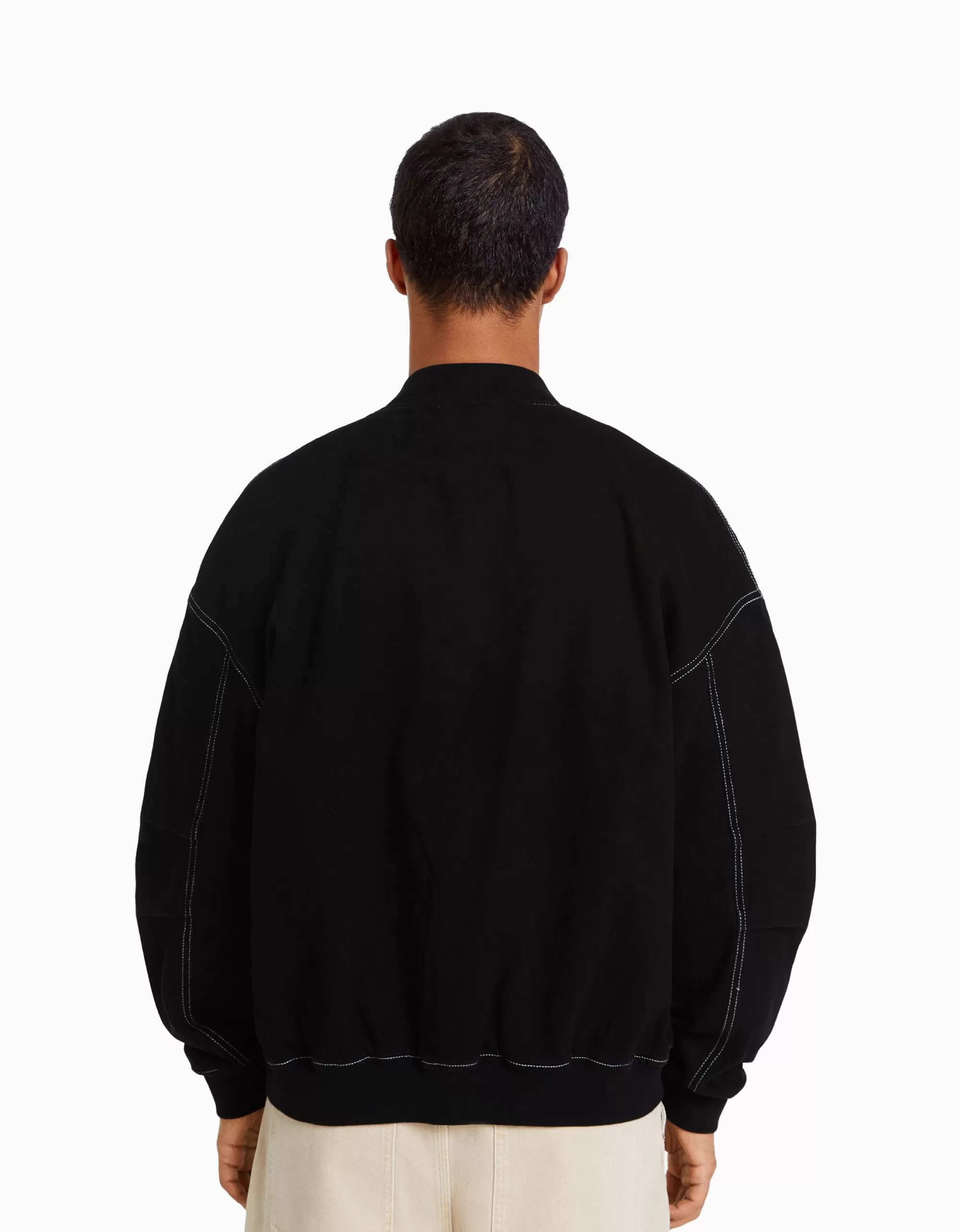 HOMBRE BERSHKA Cazadora bomber denim hilo contraste
