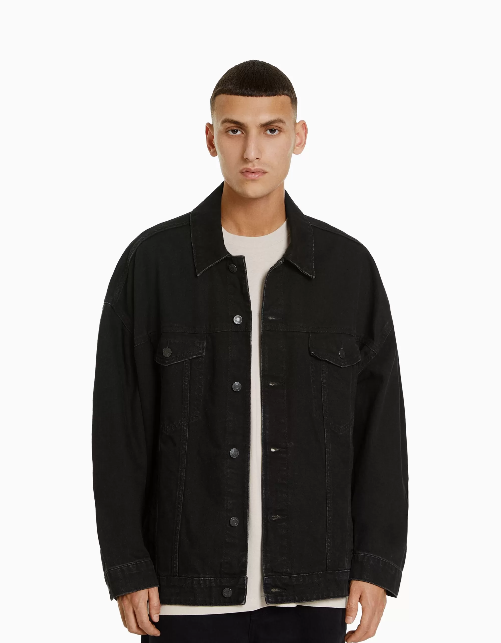 HOMBRE BERSHKA Cazadora denim oversize