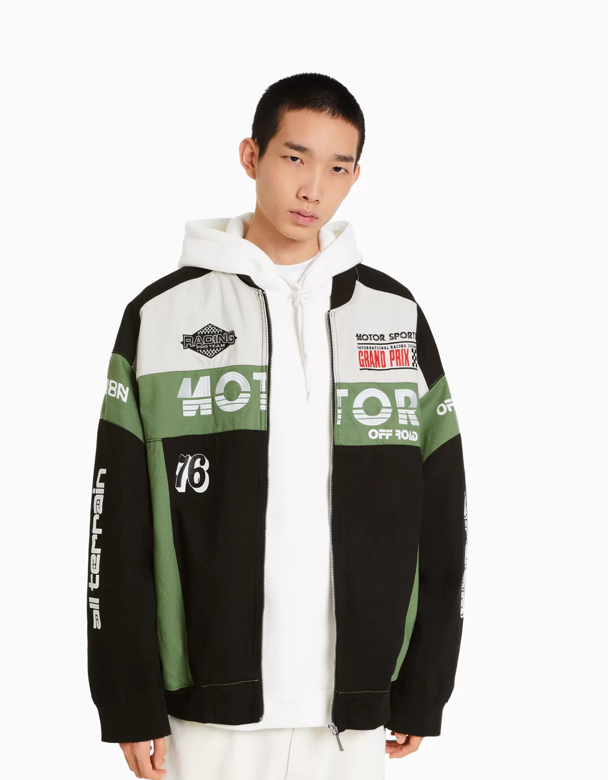 HOMBRE BERSHKA Cazadora denim racing