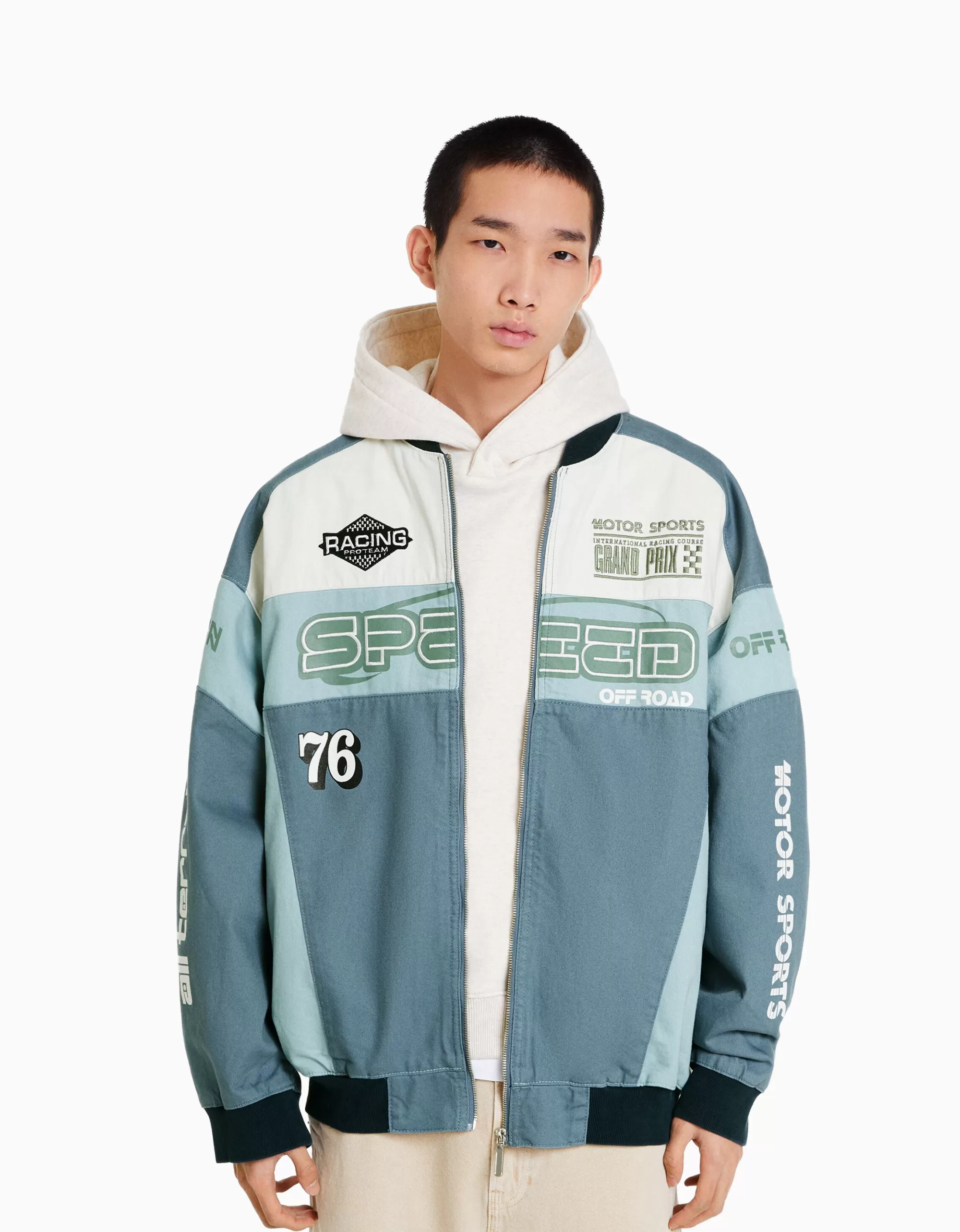 HOMBRE BERSHKA Cazadora denim racing