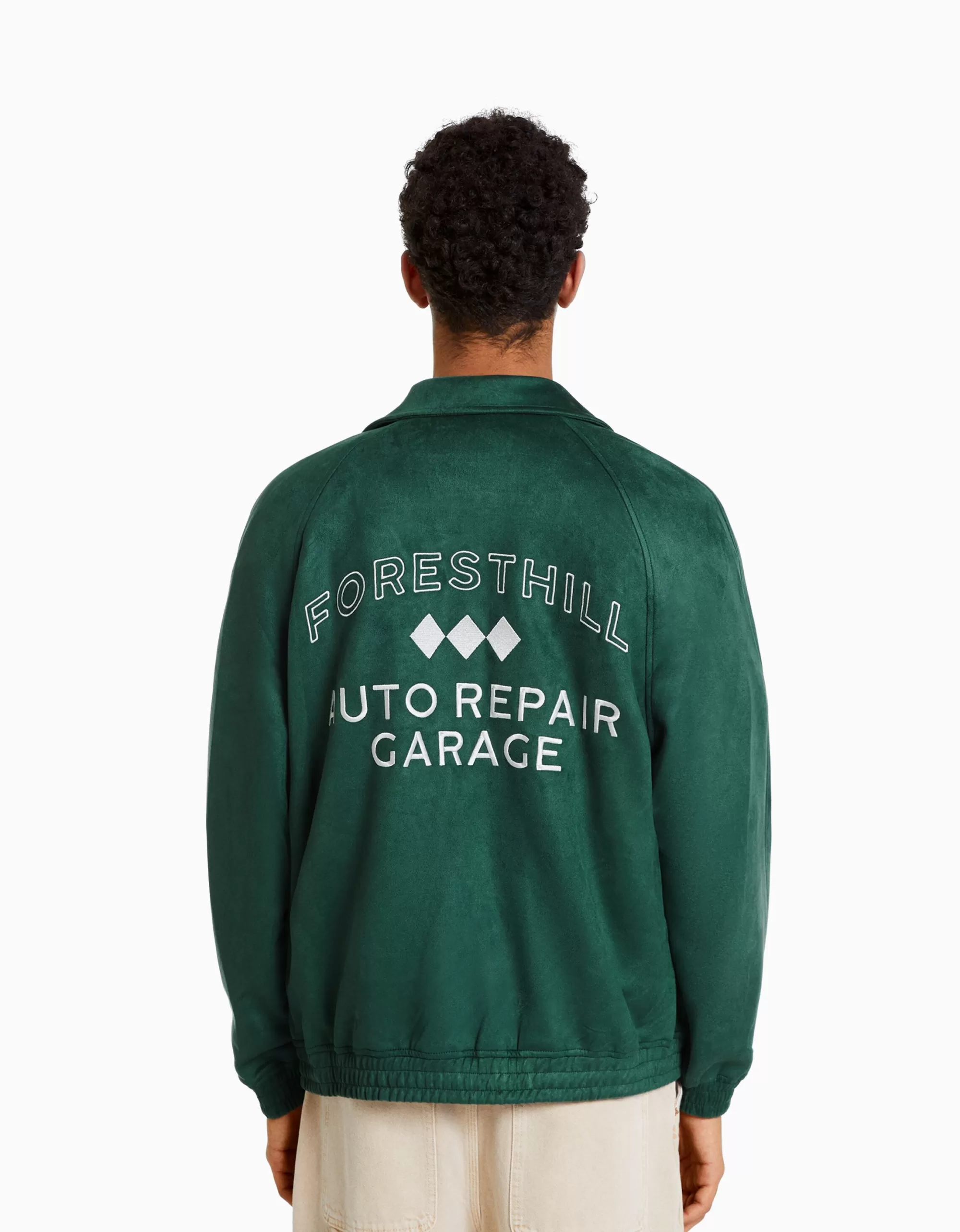 HOMBRE BERSHKA Cazadora efecto ante bordado