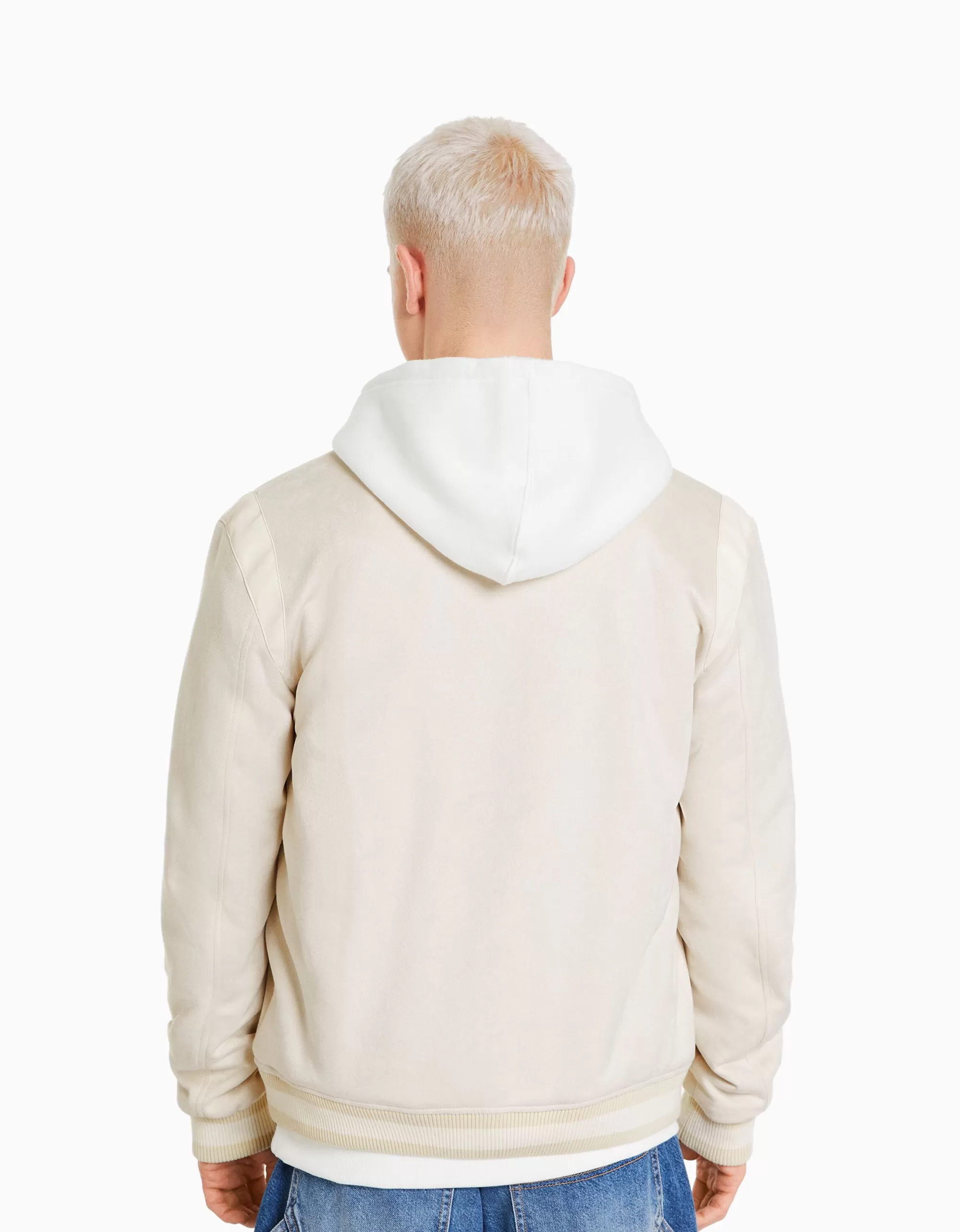 HOMBRE BERSHKA Cazadora efecto ante detalle polipiel