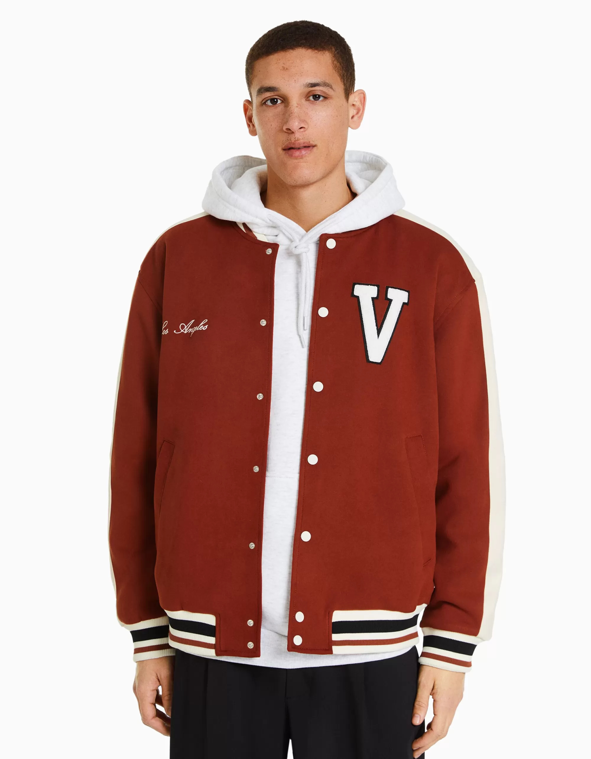 HOMBRE BERSHKA Cazadora efecto ante parche