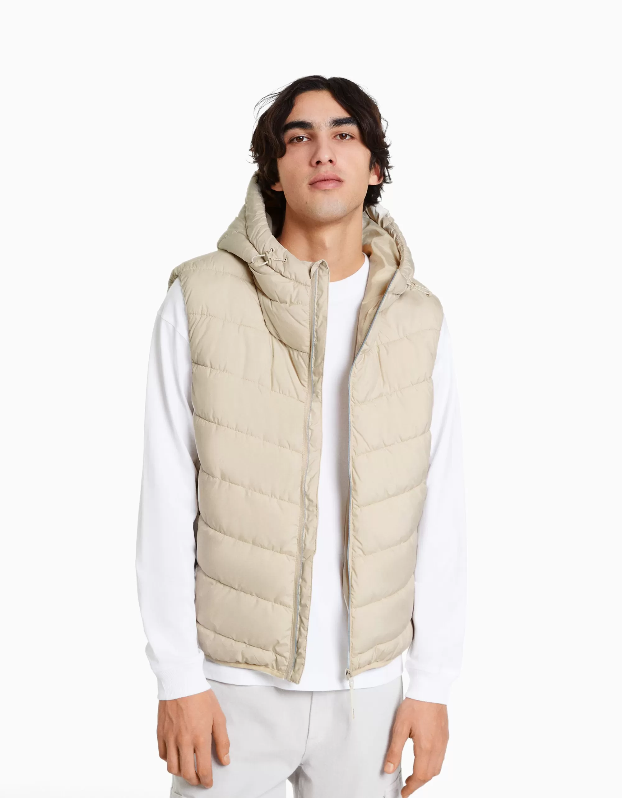 HOMBRE BERSHKA Chaleco capucha acolchado