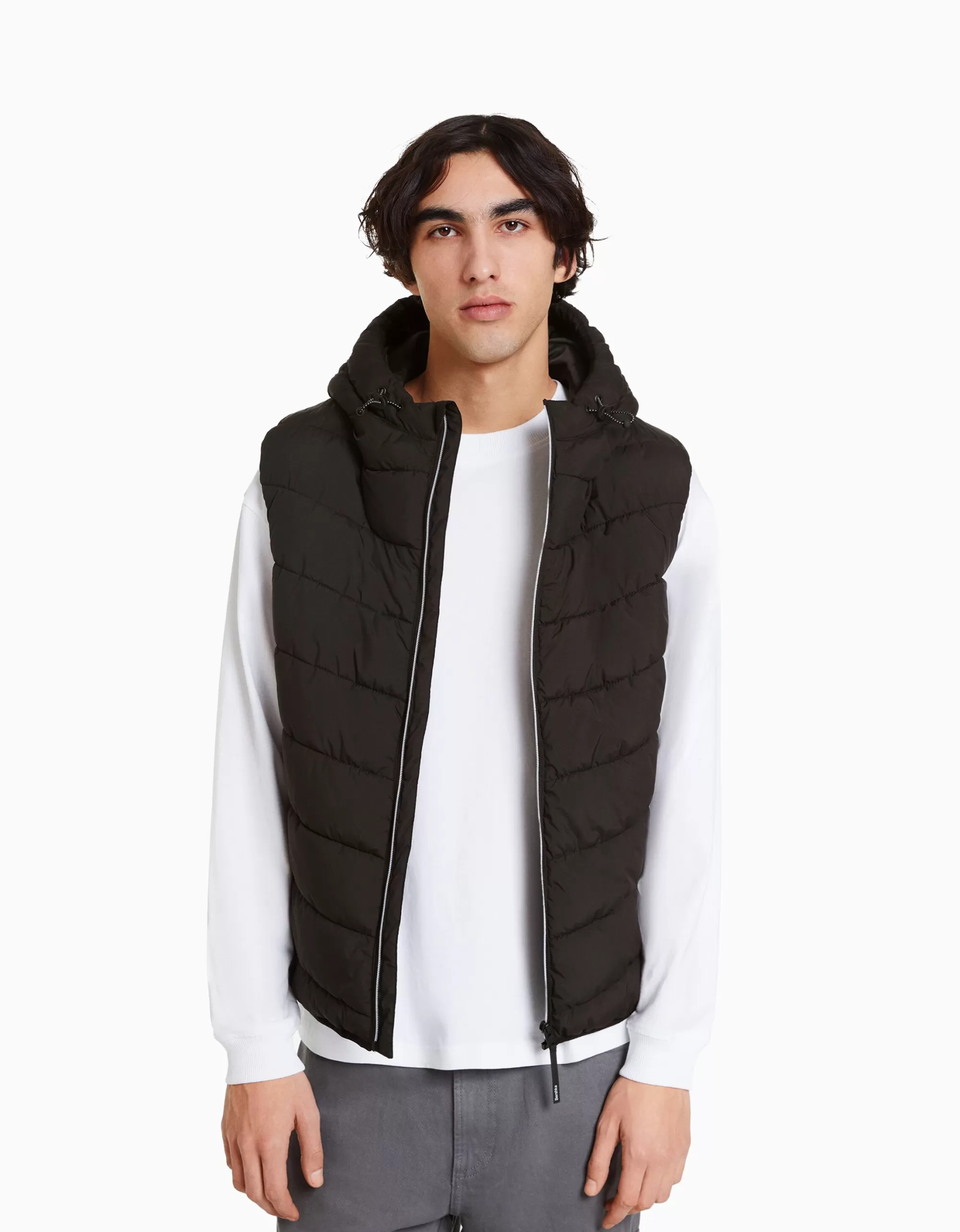 HOMBRE BERSHKA Chaleco capucha acolchado