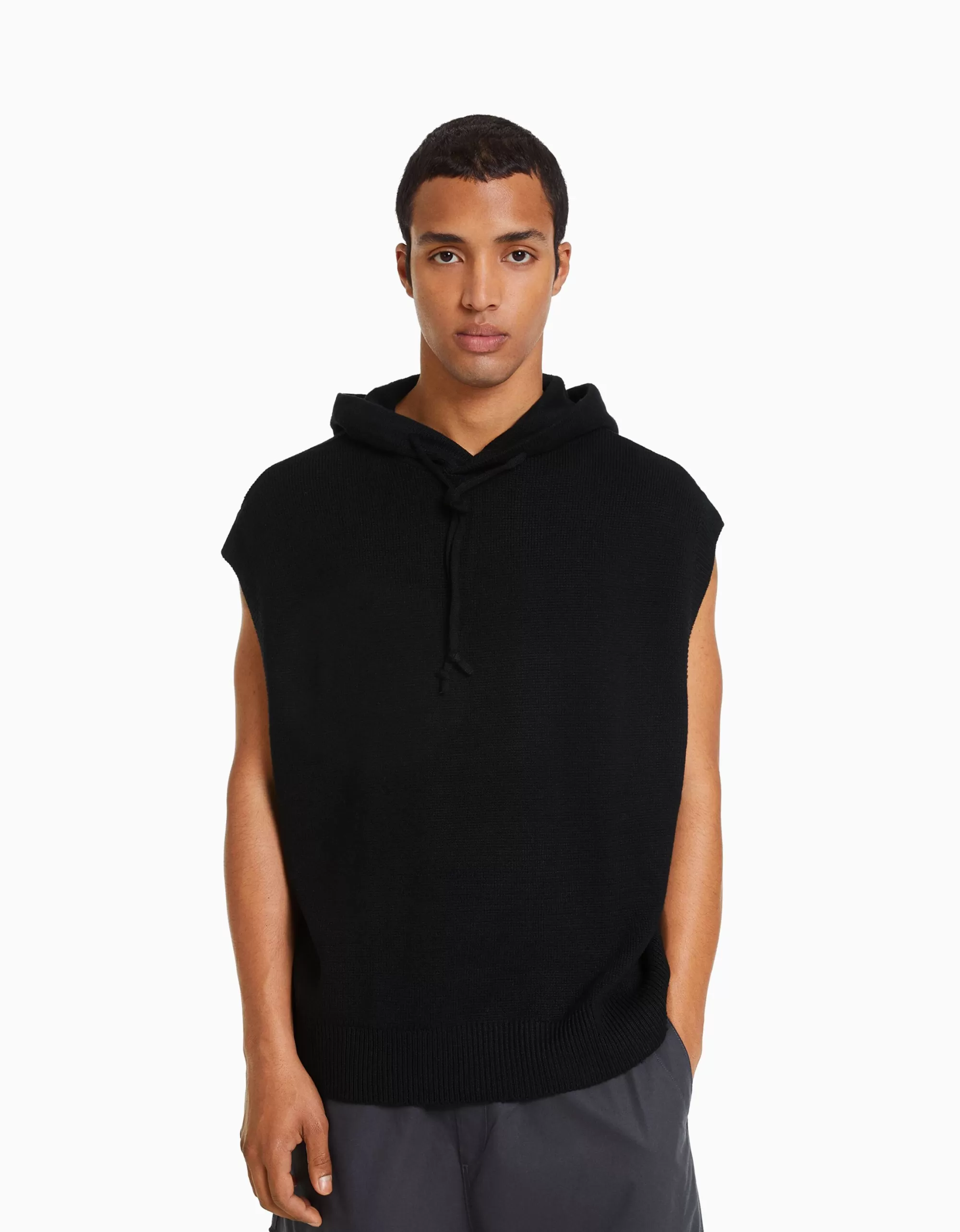 HOMBRE BERSHKA Chaleco capucha punto