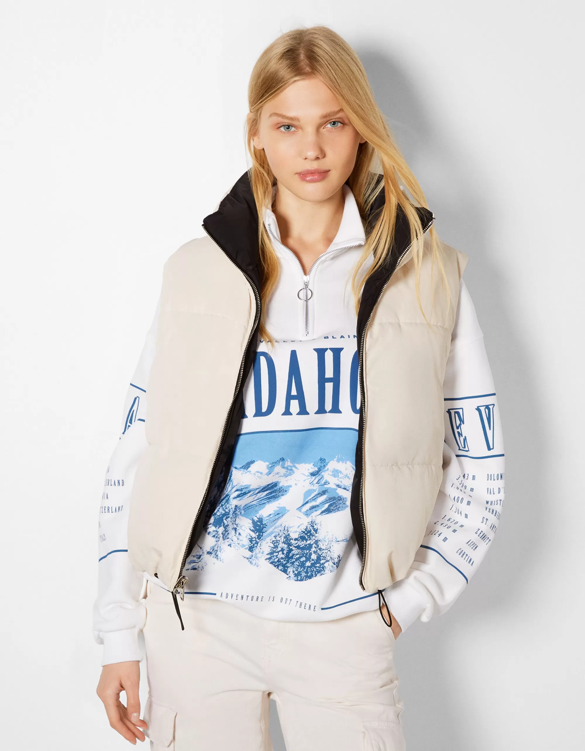 MUJER BERSHKA Chaleco cropped reversible