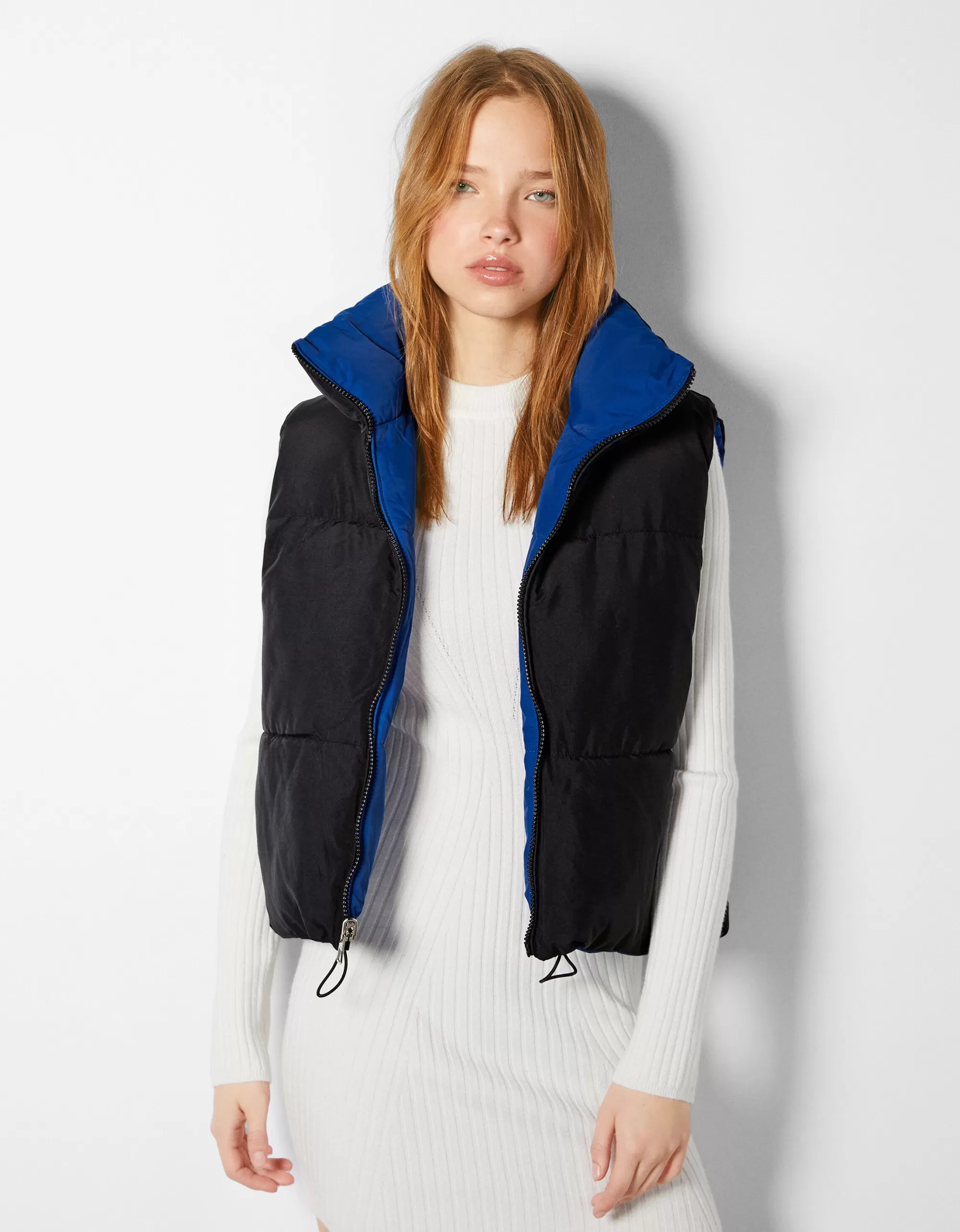 MUJER BERSHKA Chaleco cropped reversible