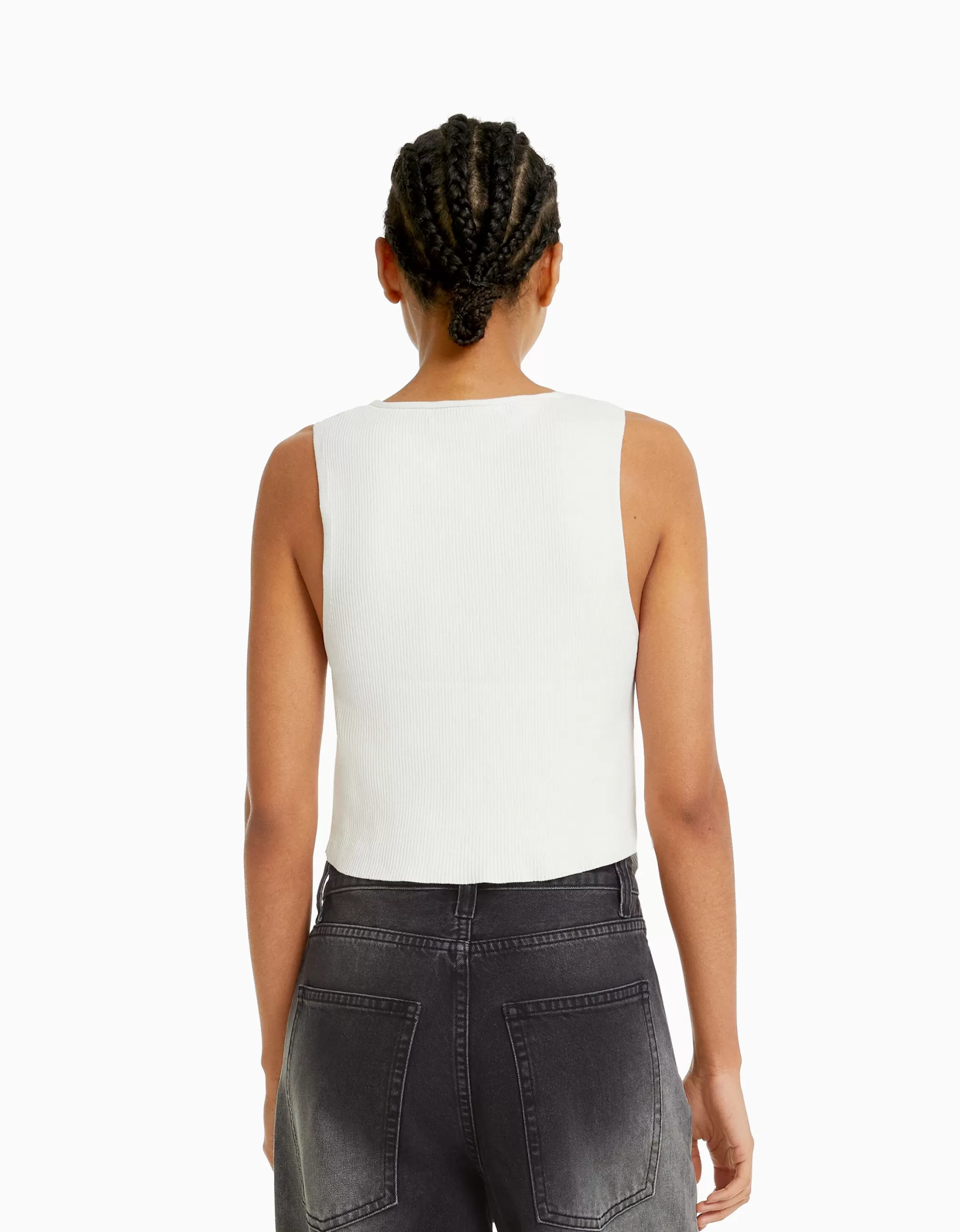 MUJER BERSHKA Chaleco punto botones
