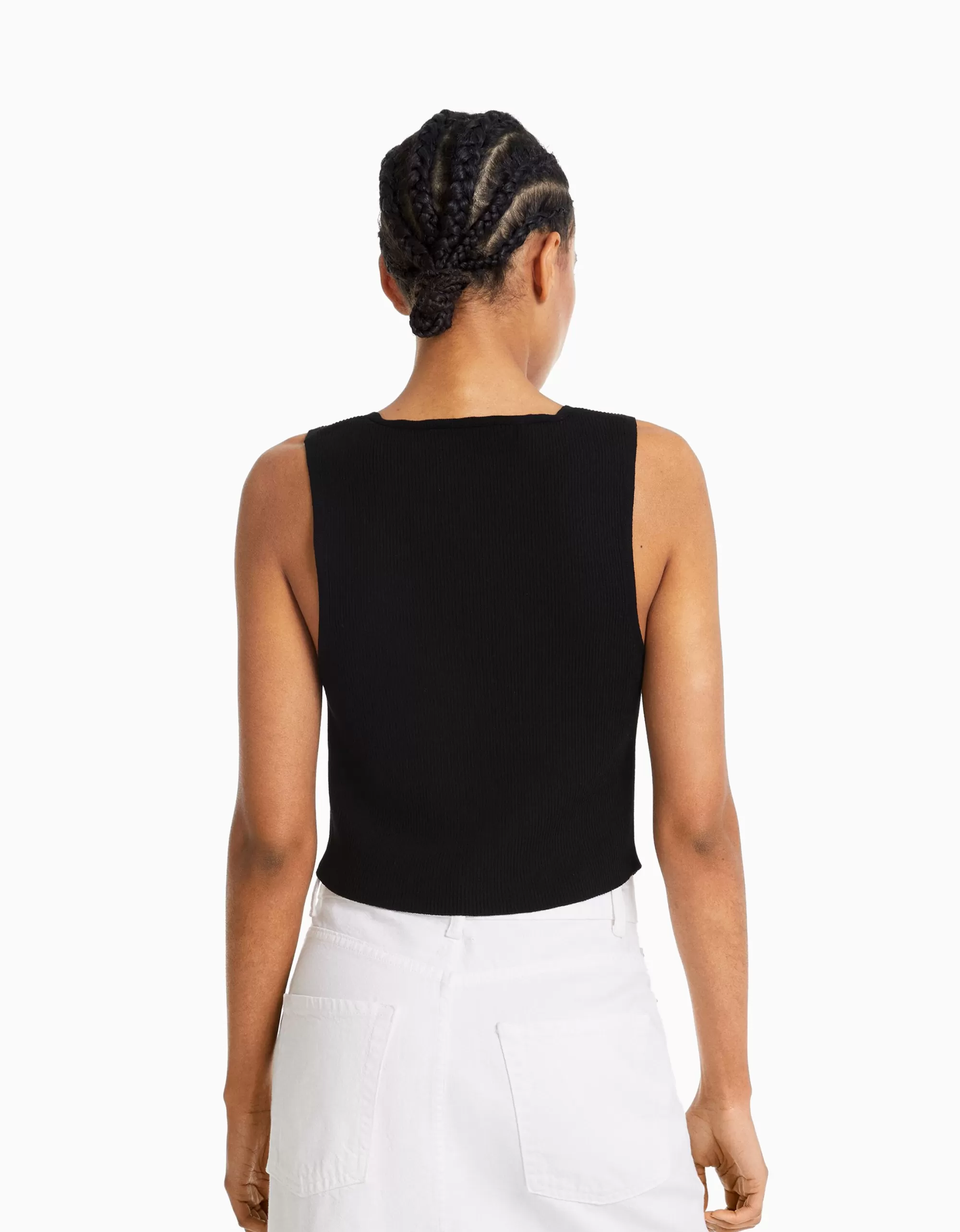 MUJER BERSHKA Chaleco punto botones