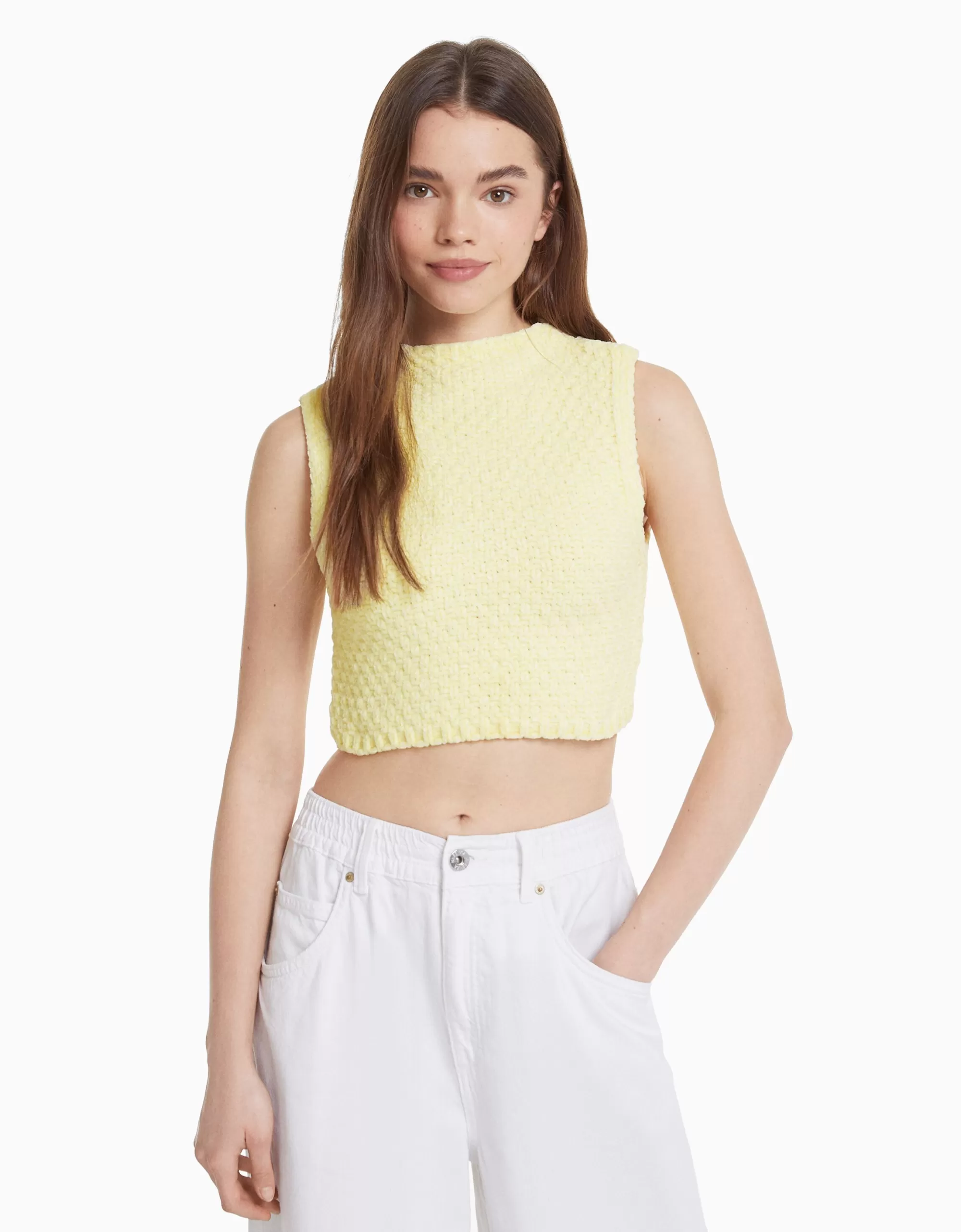 MUJER BERSHKA Chaleco punto chenilla