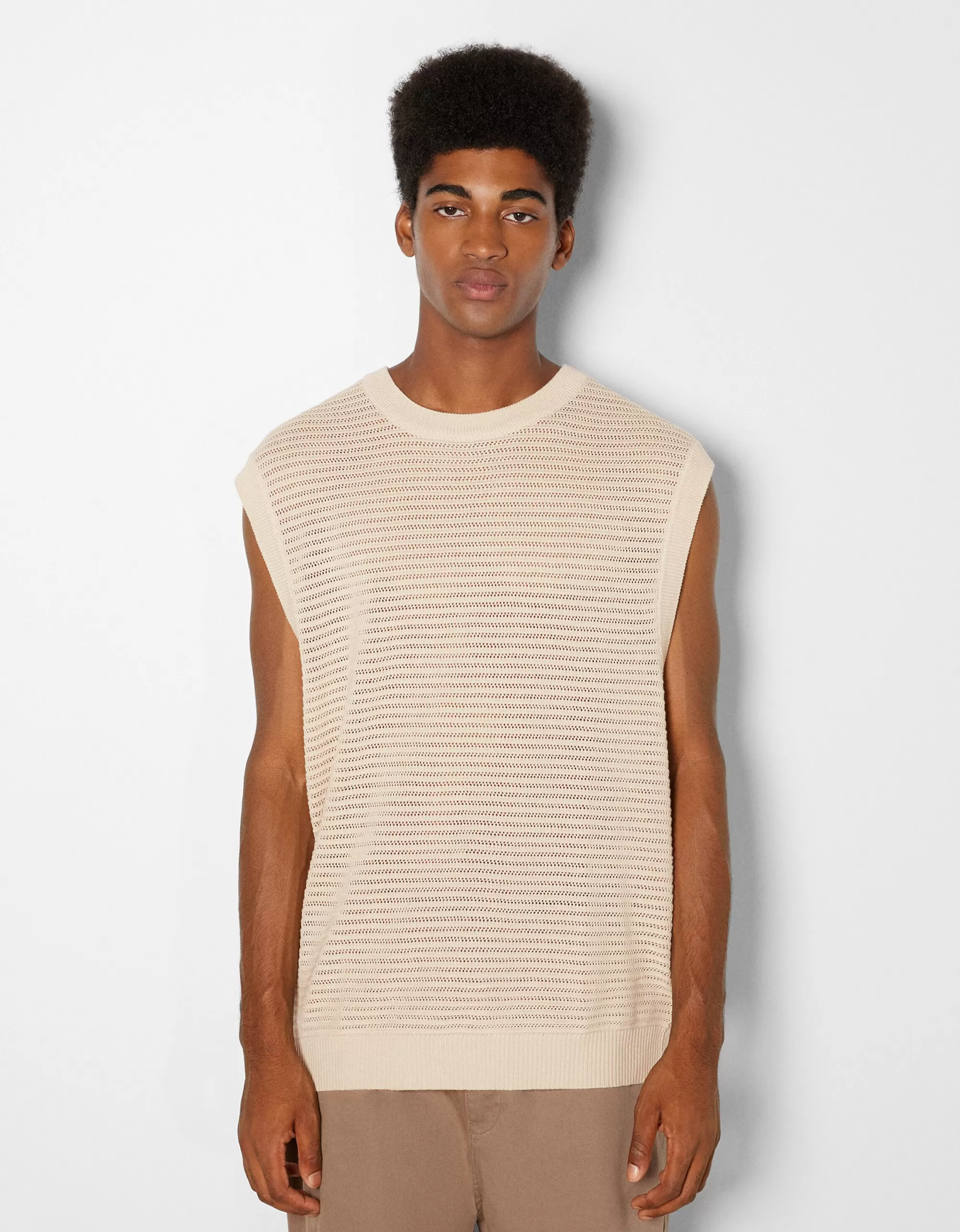 HOMBRE BERSHKA Chaleco punto mesh