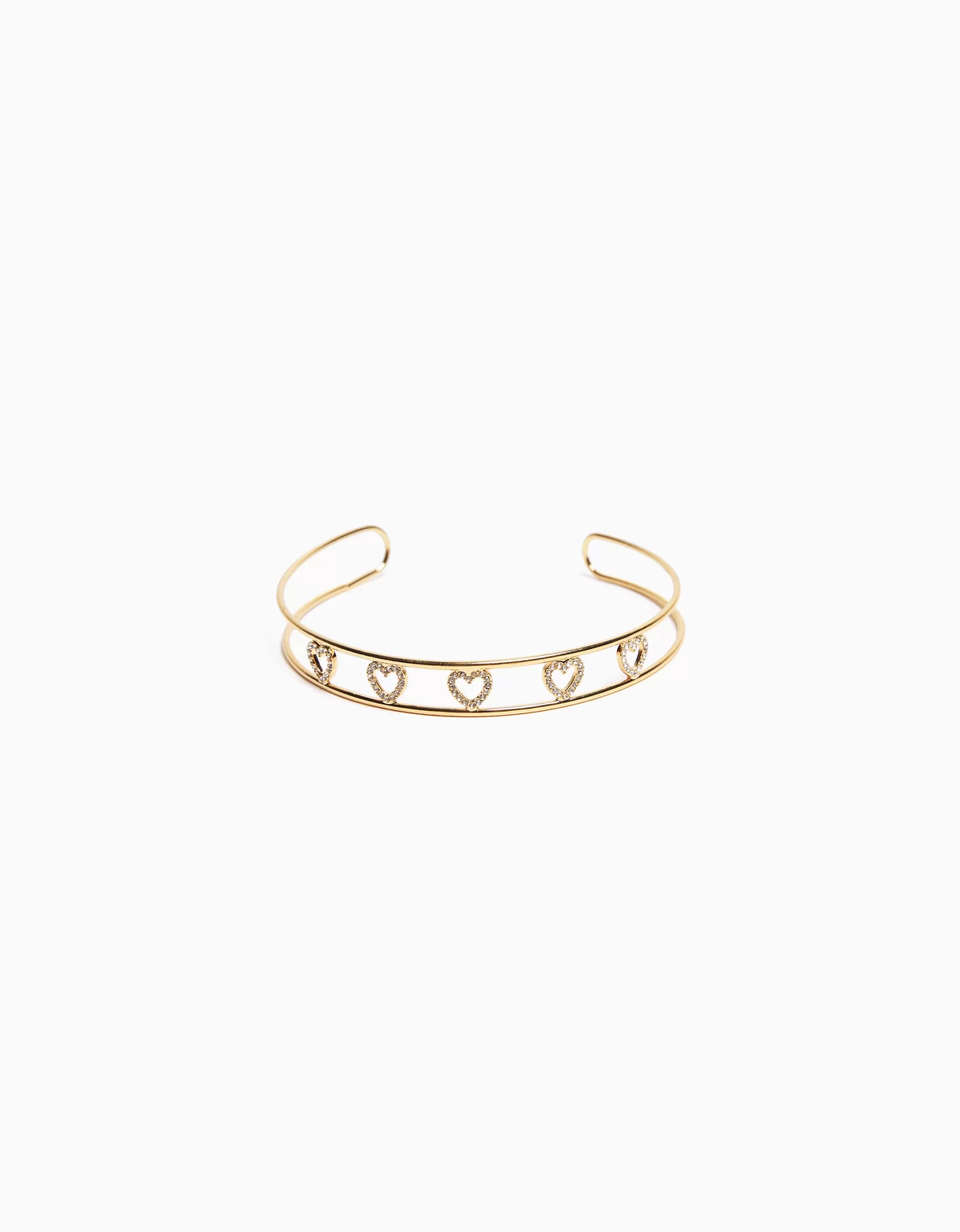 MUJER BERSHKA Choker rígido corazones pedrería