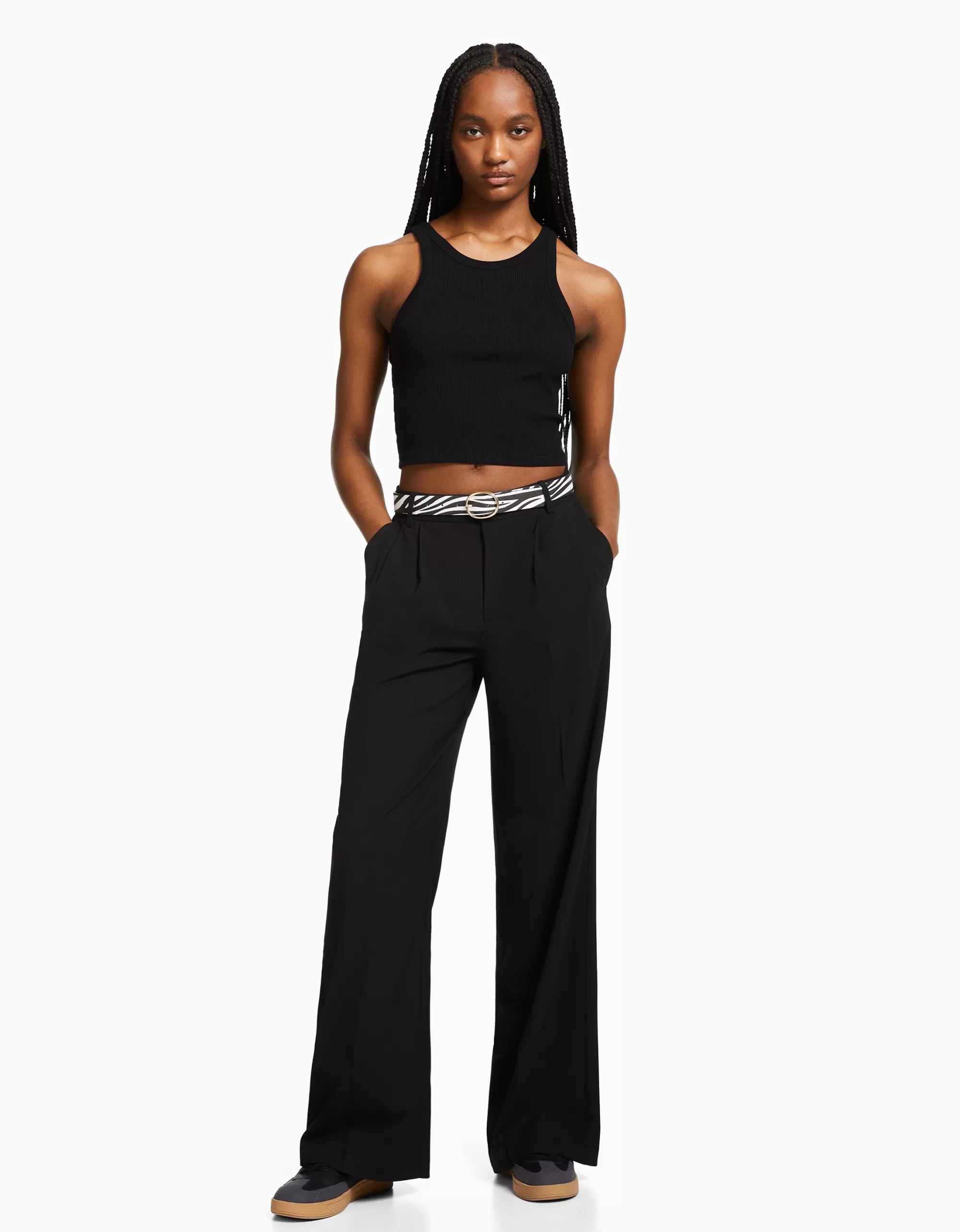 MUJER BERSHKA Cinturón cebra print