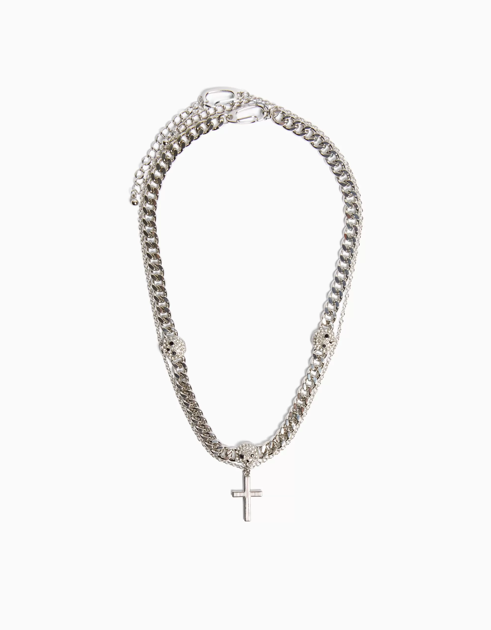 HOMBRE BERSHKA Collar calavera cruz