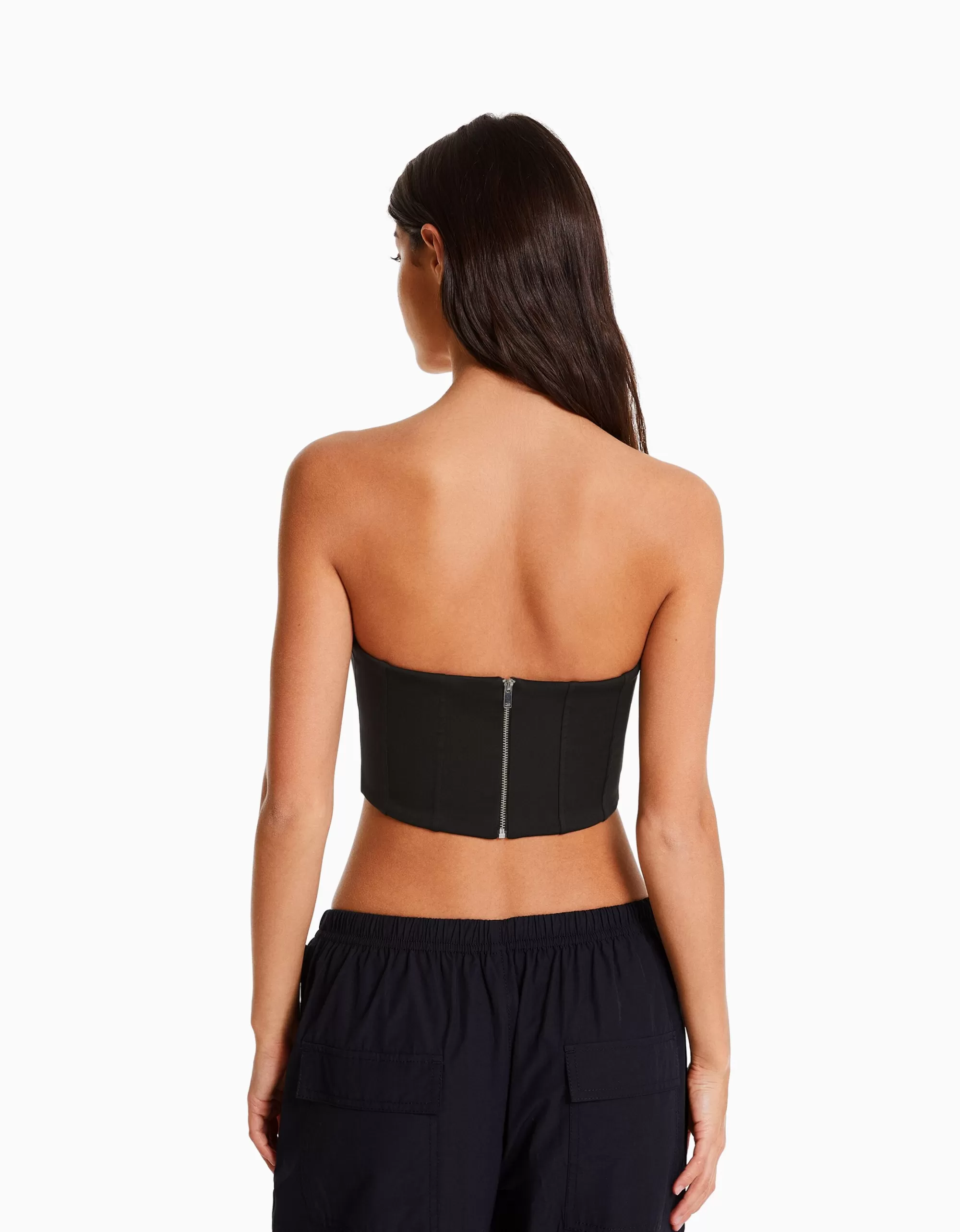 MUJER BERSHKA Corsé cropped escote picos