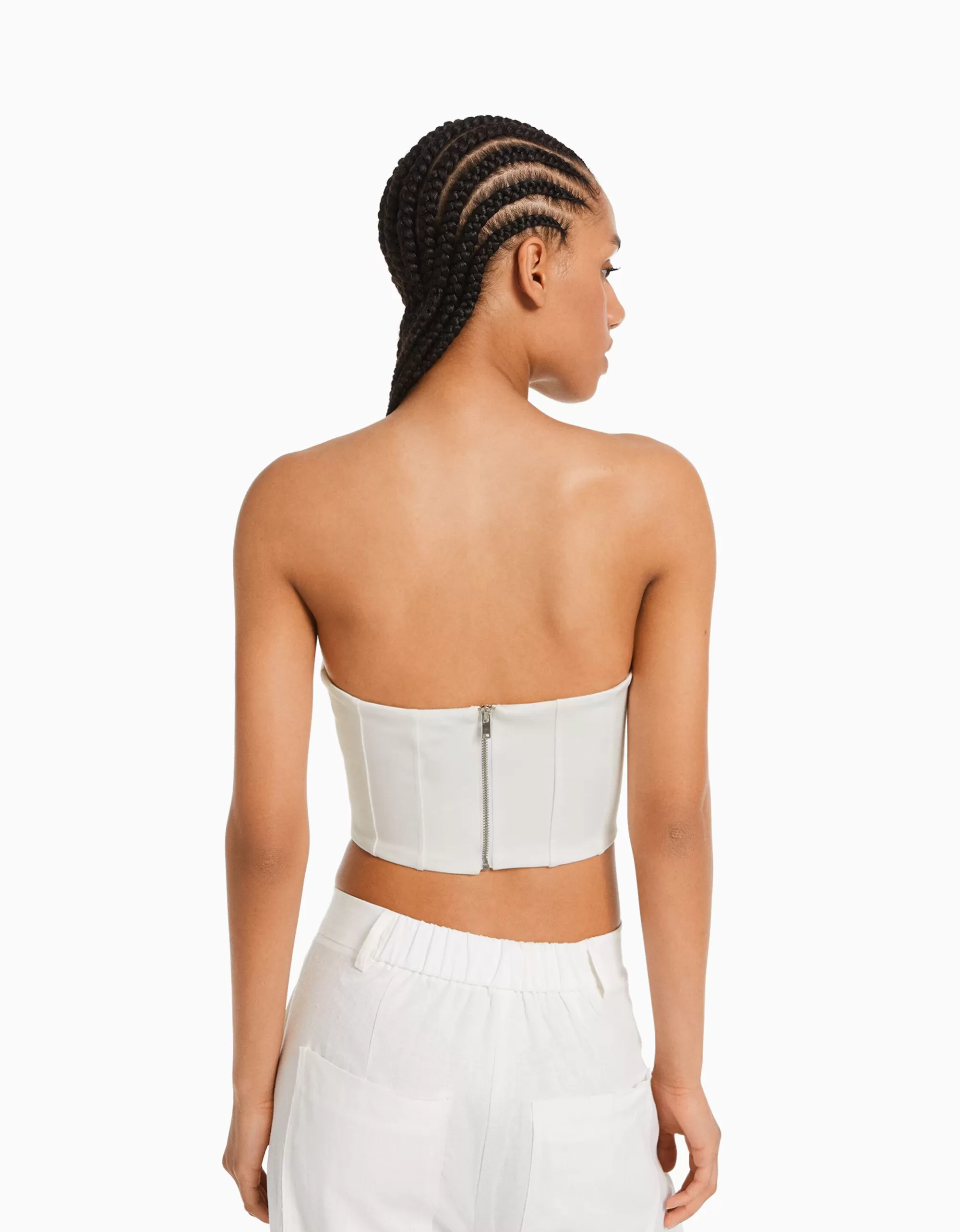 MUJER BERSHKA Corsé cropped escote picos