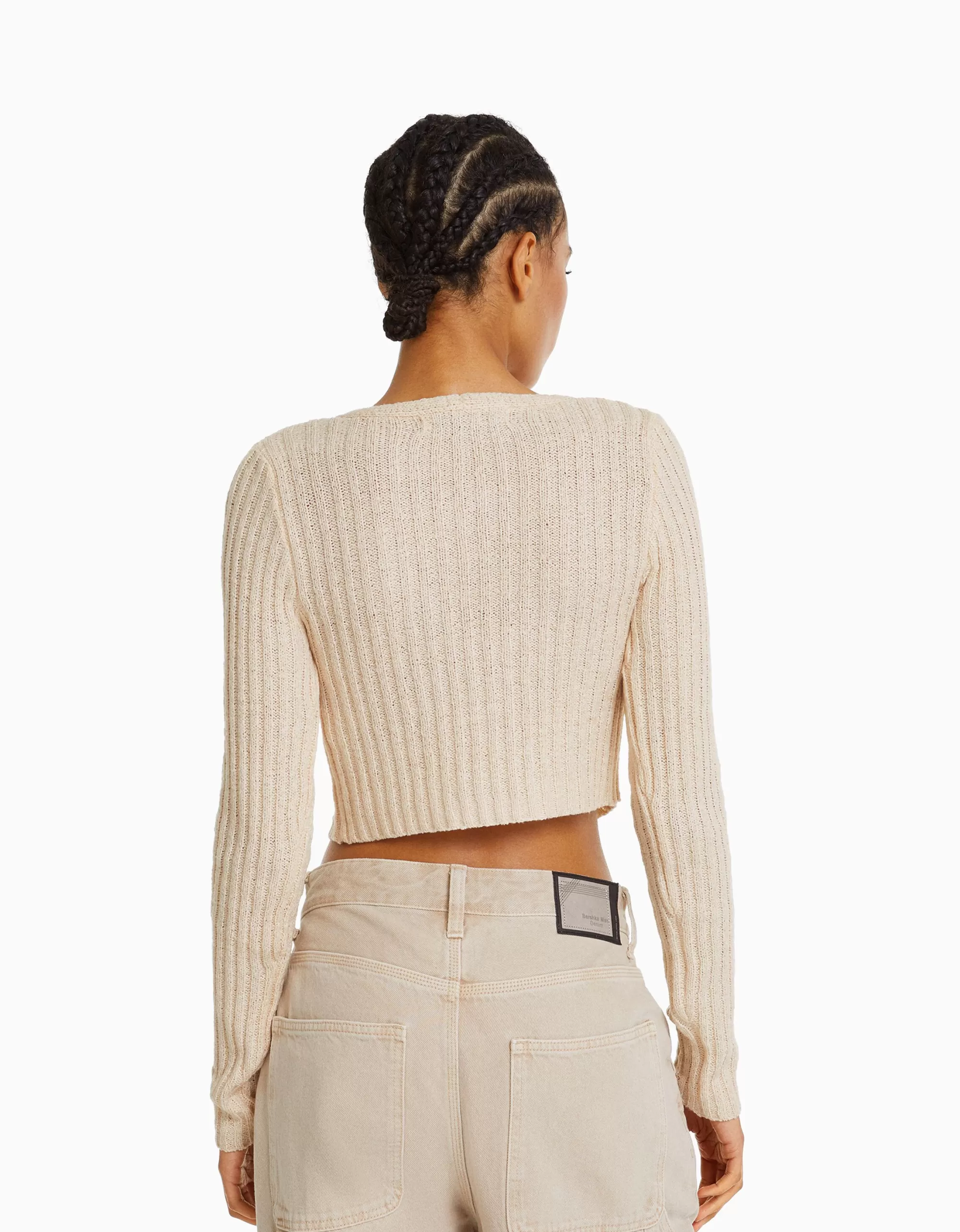MUJER BERSHKA Cárdigan cropped rústico