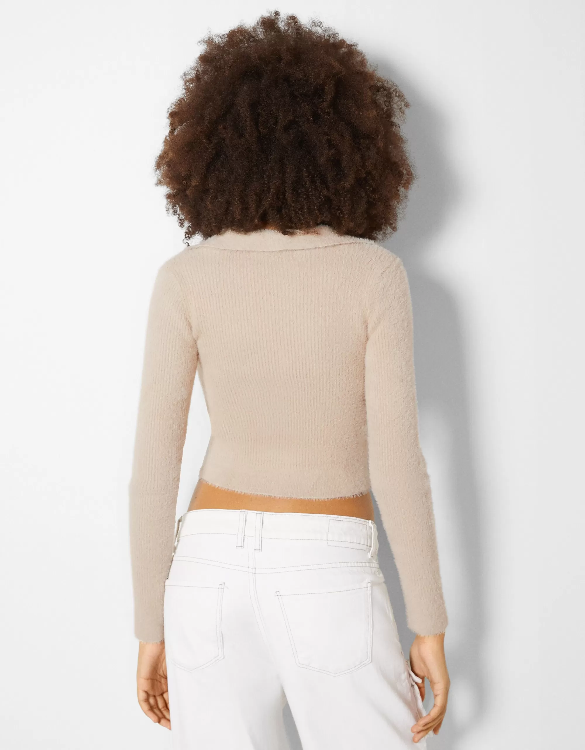MUJER BERSHKA Cárdigan cuello polo botones